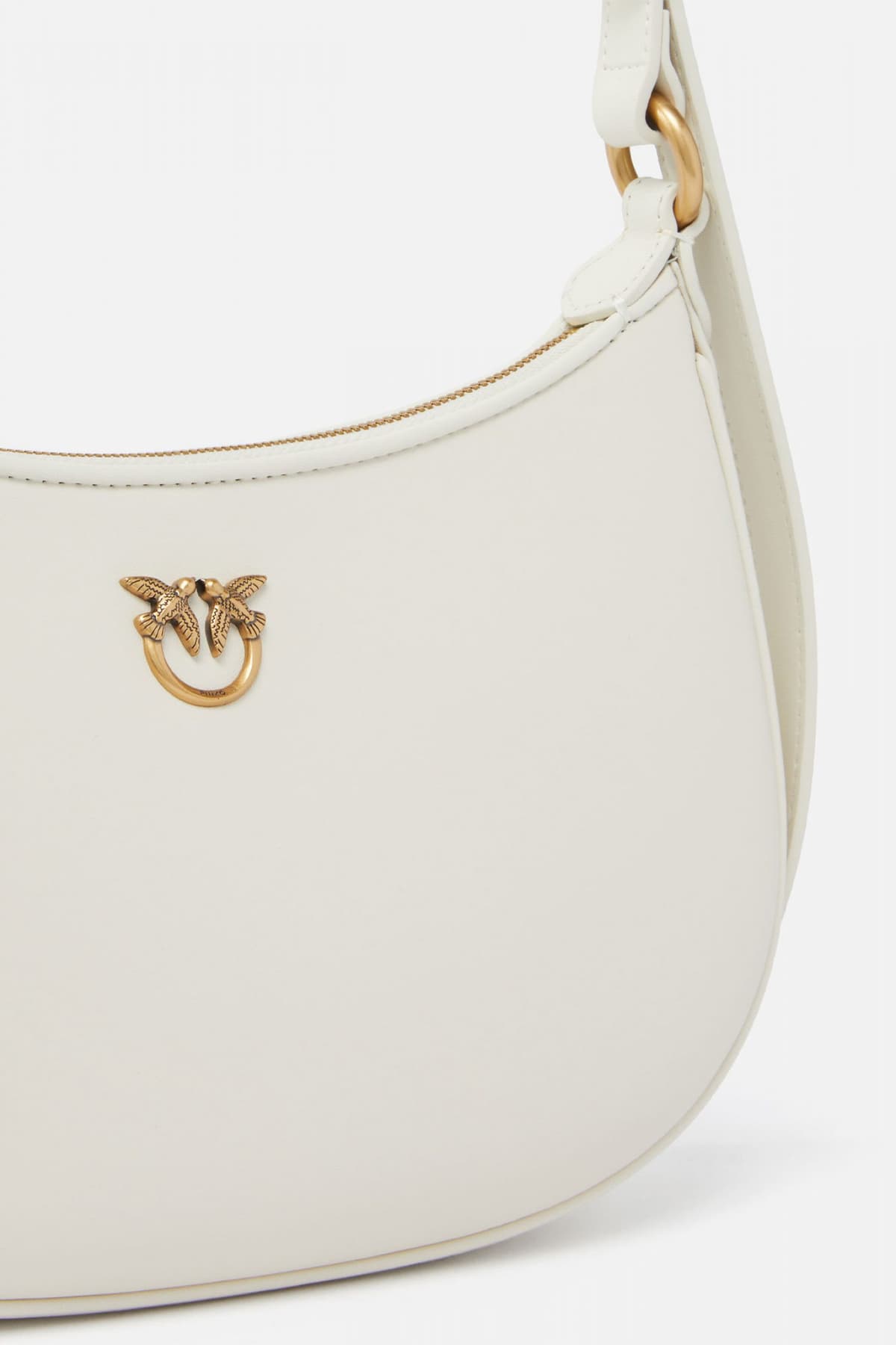 PINKO ΤΣΑΝΤΑ ΩΜΟΥ HALF MOON MINI FL VITELLO SETA ΛΕΥΚΟ