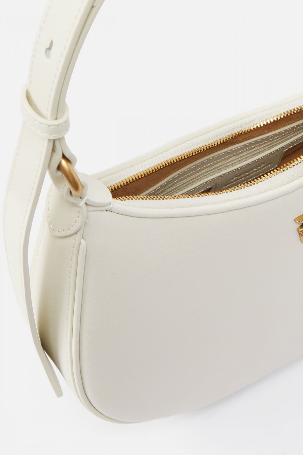 PINKO ΤΣΑΝΤΑ ΩΜΟΥ HALF MOON MINI FL VITELLO SETA ΛΕΥΚΟ