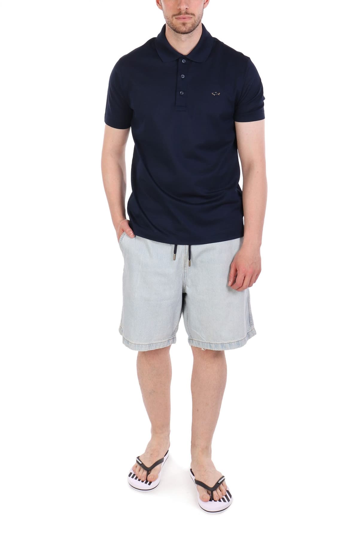 PAUL&SHARK POLO LOGO METALLIC PIN LOGO ΜΠΛΕ