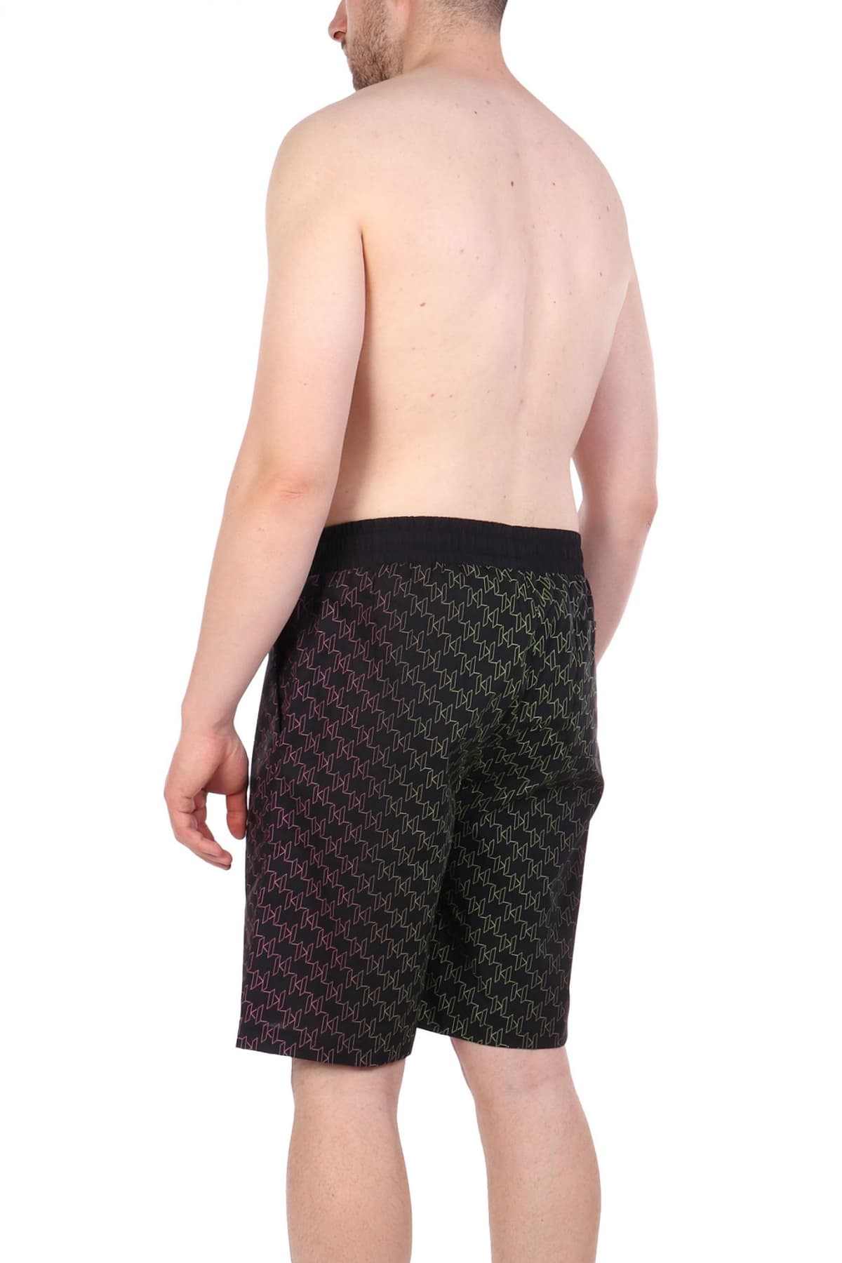 KARL LAGERFELD ΜΑΓΙΩ SHORTS ALL OVER LOGO MULTI ΜΑΥΡΟ