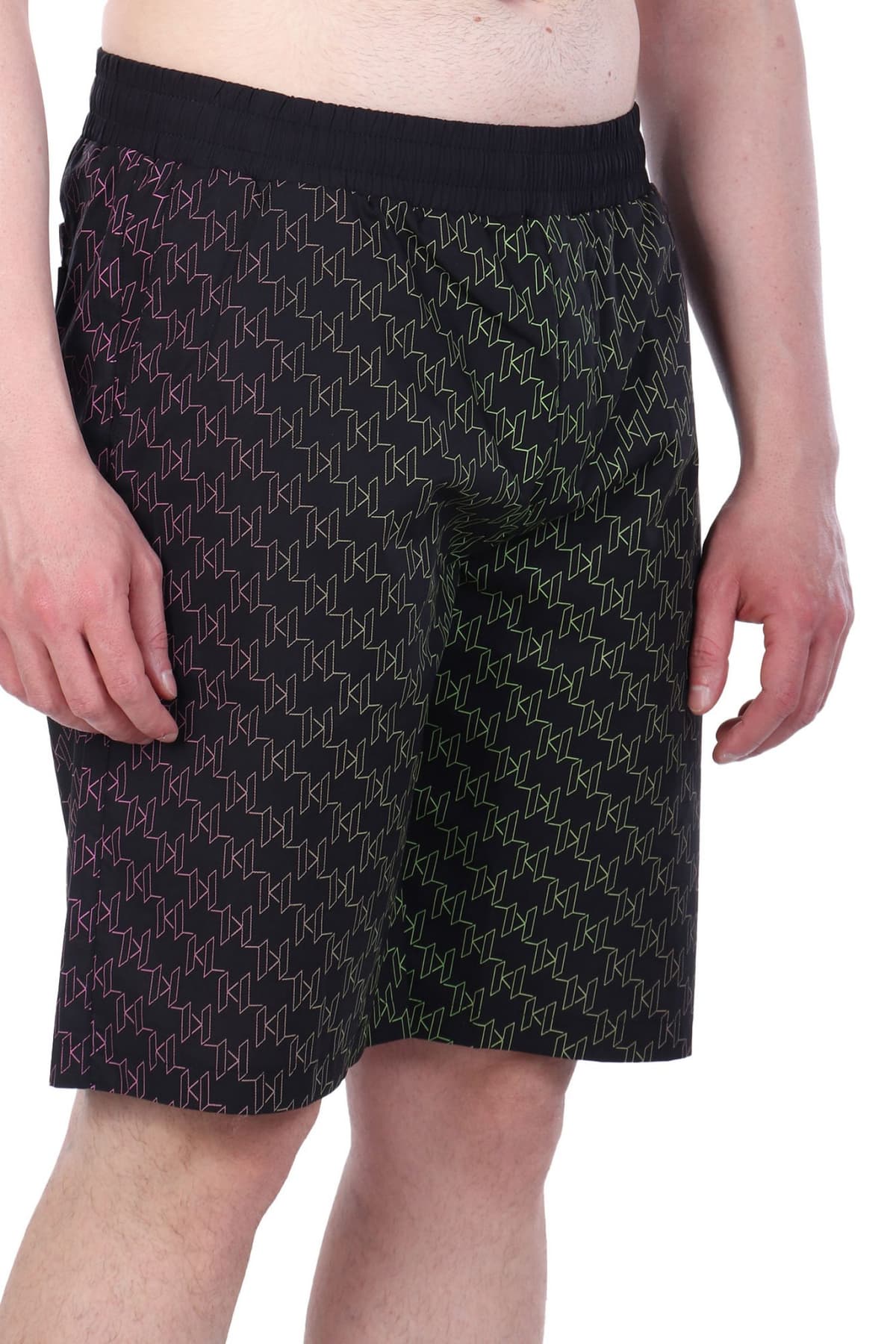 KARL LAGERFELD ΜΑΓΙΩ SHORTS ALL OVER LOGO MULTI ΜΑΥΡΟ