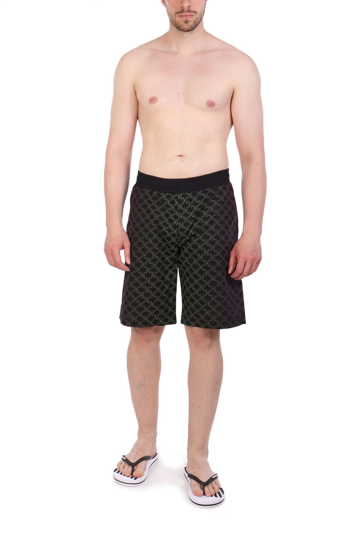 KARL LAGERFELD ΜΑΓΙΩ SHORTS ALL OVER LOGO MULTI ΜΑΥΡΟ