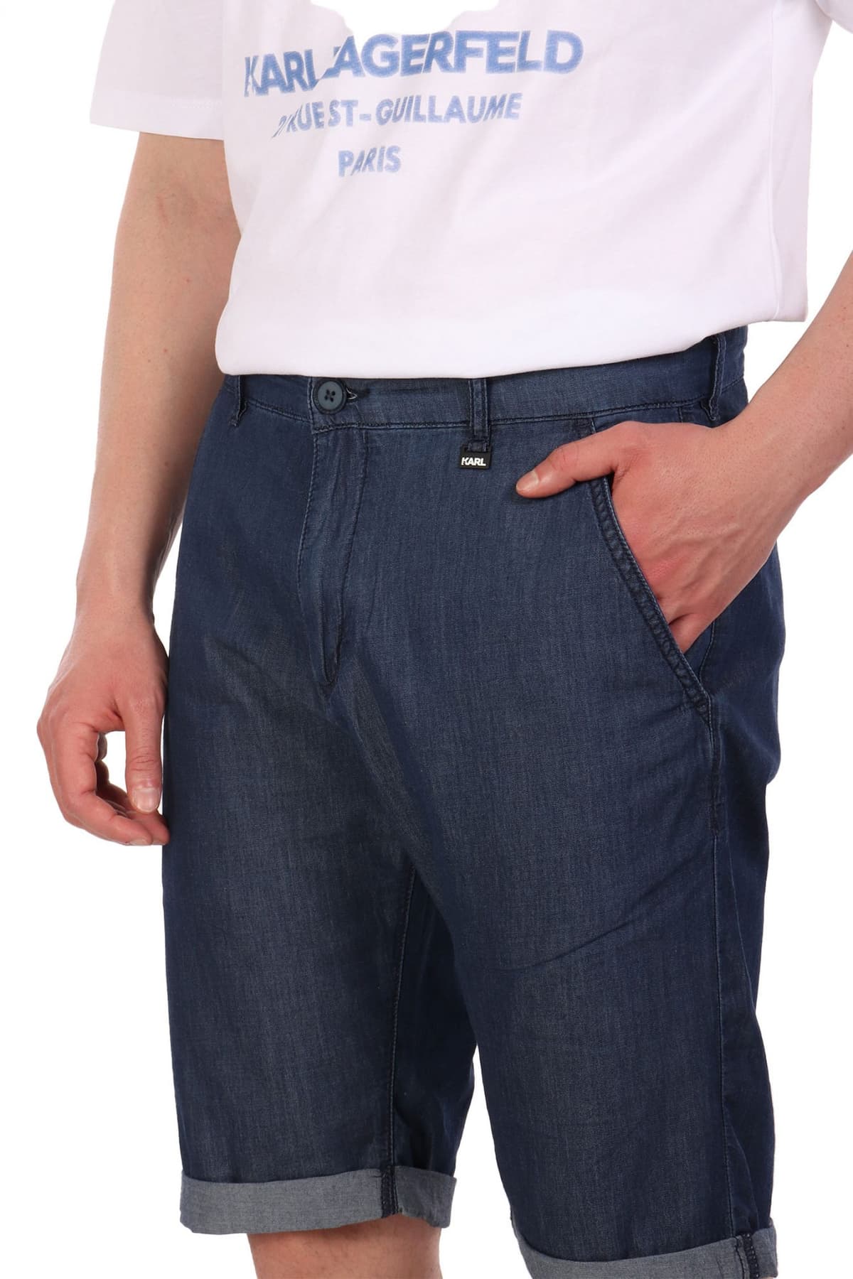 KARL LAGERFELD ΒΕΡΜΟΥΔΑ JEANS CHINO ΜΠΛΕ