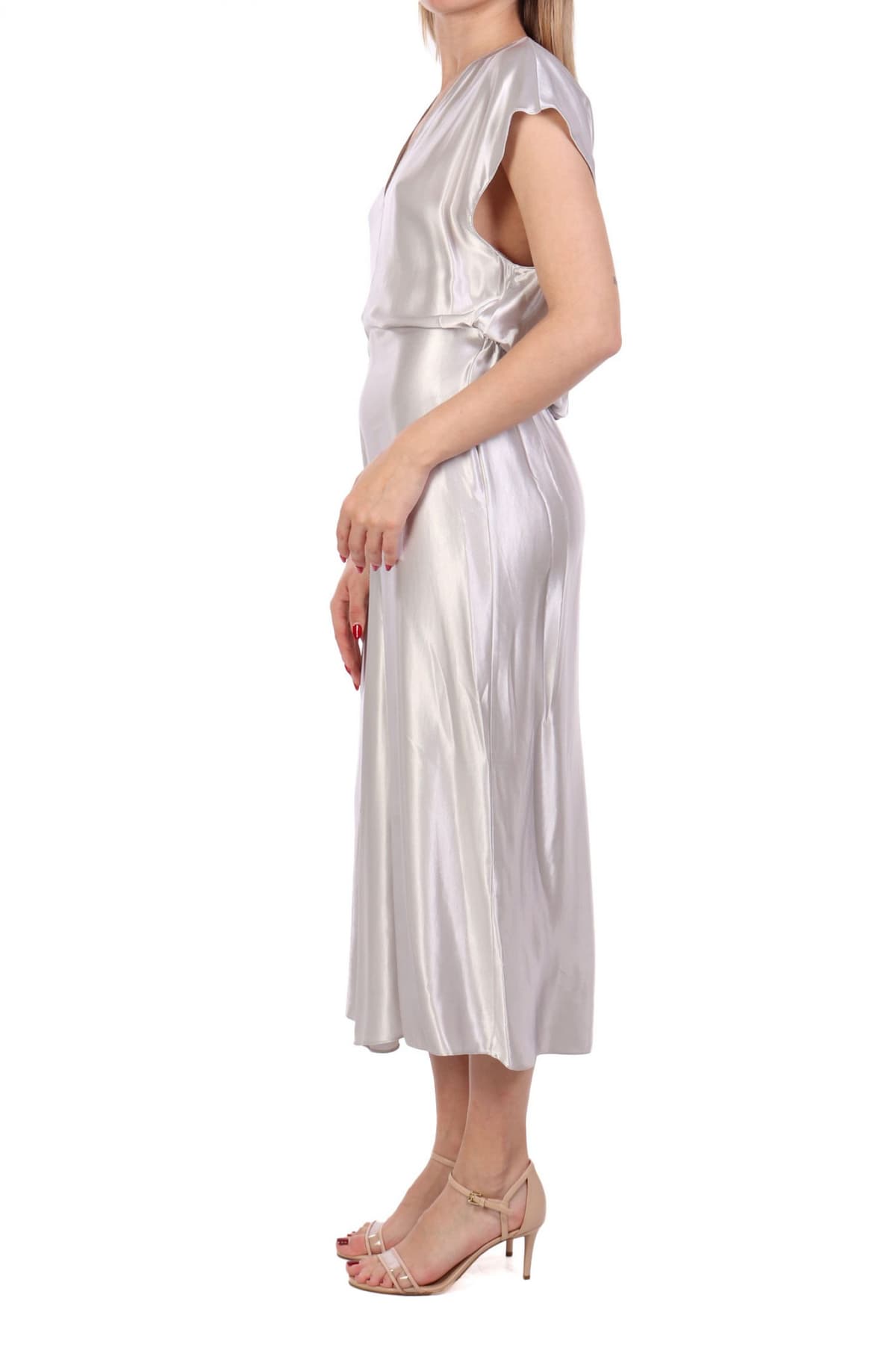 PATRIZIA PEPE ΦΟΡΕΜΑ MAXI ABITO V-NECK ΑΣΗΜΙ