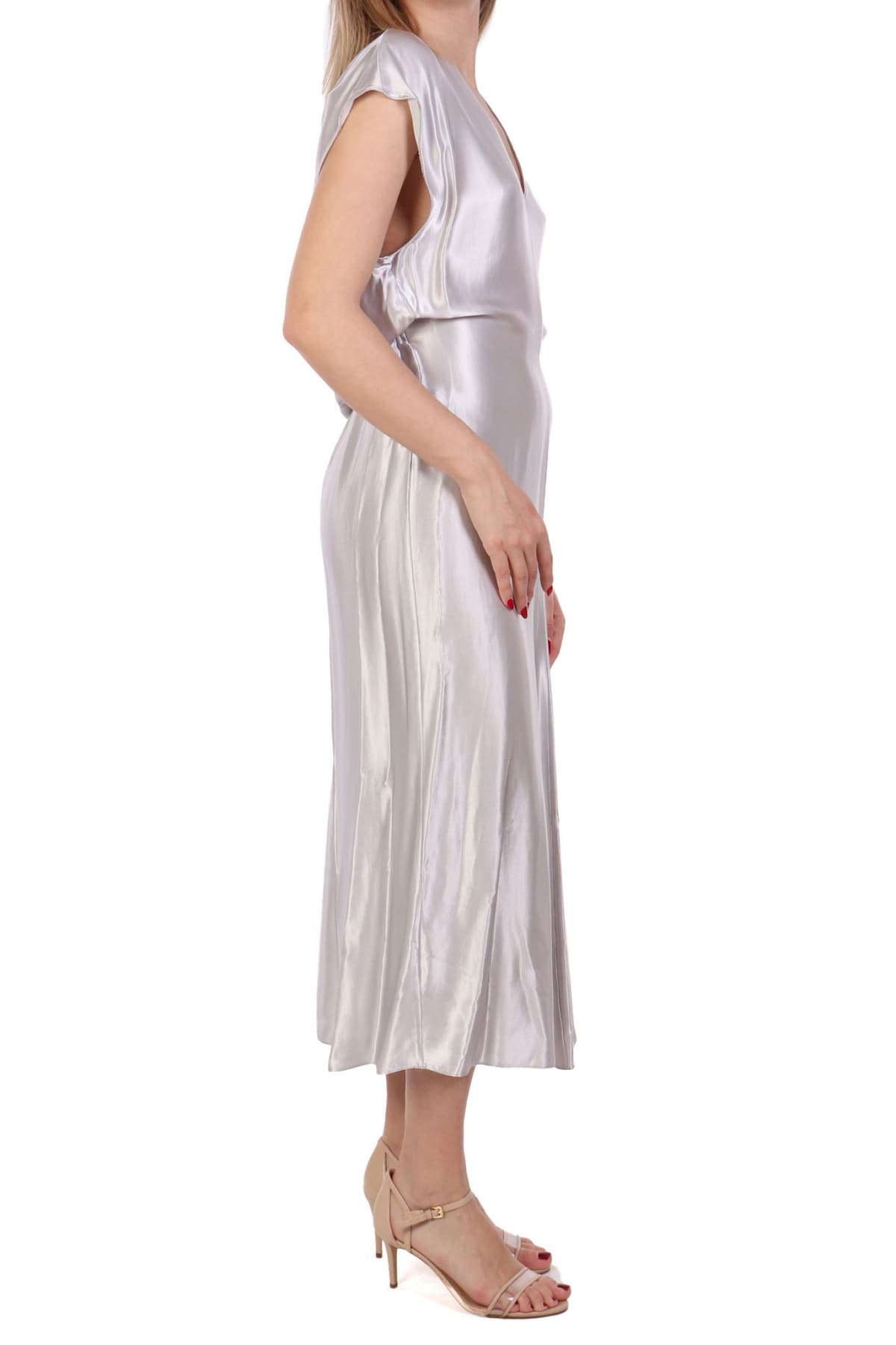 PATRIZIA PEPE ΦΟΡΕΜΑ MAXI ABITO V-NECK ΑΣΗΜΙ