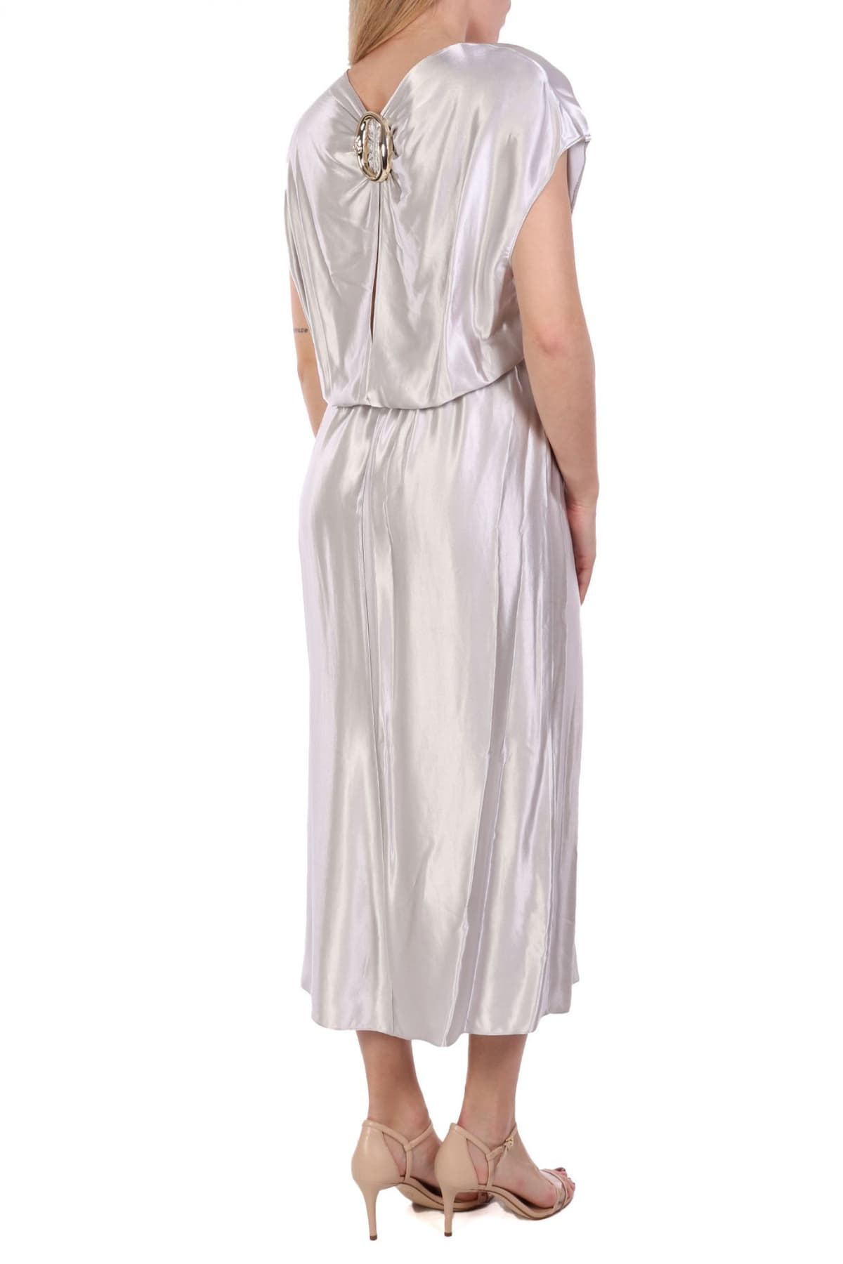 PATRIZIA PEPE ΦΟΡΕΜΑ MAXI ABITO V-NECK ΑΣΗΜΙ