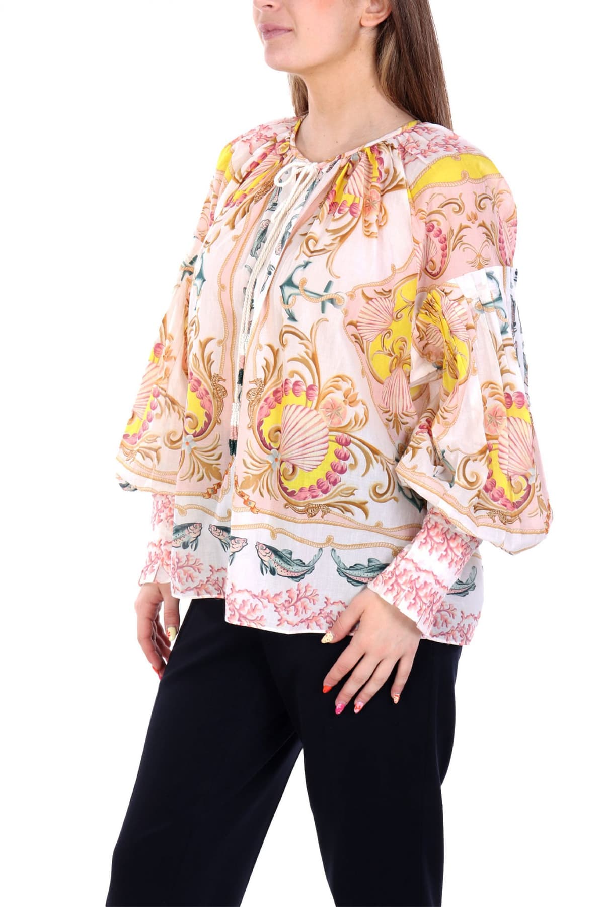 FARM RIO ΜΠΛΟΥΖΑ MARITIME MAGIC ΕΜΠΡΙΜΕ ΠΙΕΤΑ ΜΑΝΙΚΙ ΔΕΣΙΜΟ ΜΠΡΟΣΤΑ ΕΚΡΟΥ