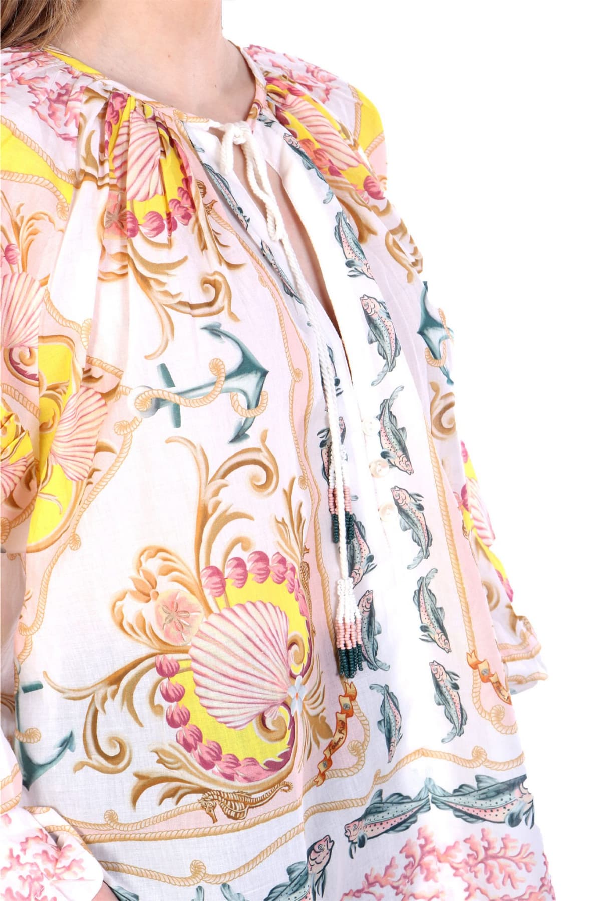 FARM RIO ΜΠΛΟΥΖΑ MARITIME MAGIC ΕΜΠΡΙΜΕ ΠΙΕΤΑ ΜΑΝΙΚΙ ΔΕΣΙΜΟ ΜΠΡΟΣΤΑ ΕΚΡΟΥ