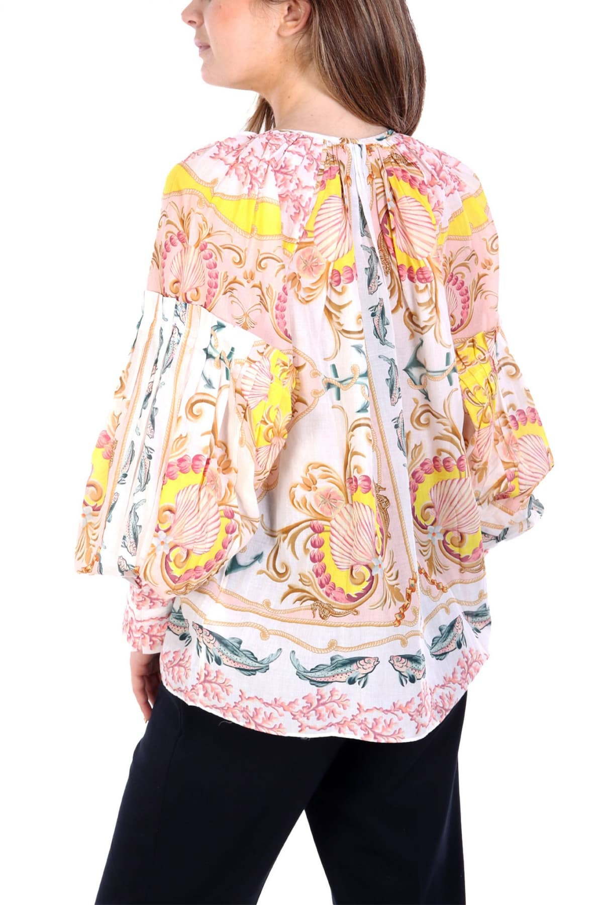 FARM RIO ΜΠΛΟΥΖΑ MARITIME MAGIC ΕΜΠΡΙΜΕ ΠΙΕΤΑ ΜΑΝΙΚΙ ΔΕΣΙΜΟ ΜΠΡΟΣΤΑ ΕΚΡΟΥ