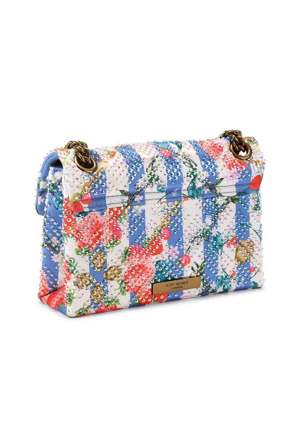 KURT GEIGER ΤΣΑΝΤΑΚΙ CROSSBODY/ΩΜΟΥ FABRIC MINI KENSINGTON ΑΛΥΣΙΔΑ ΣΤΡΑΣ LOGO ΠΟΛΥΧΡΩΜΟ