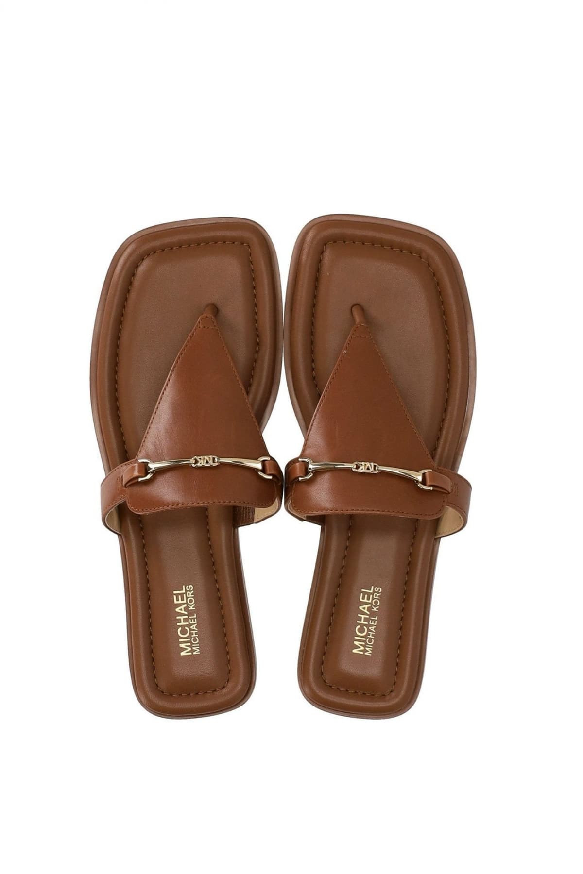 MICHAEL KORS ΠΑΠΟΥΤΣΙΑ ΠΑΝΤΟΦΛΕΣ LENA THONG MΕΤΑΛΛΙΚΟ LOGO ΤΑΜΠΑ