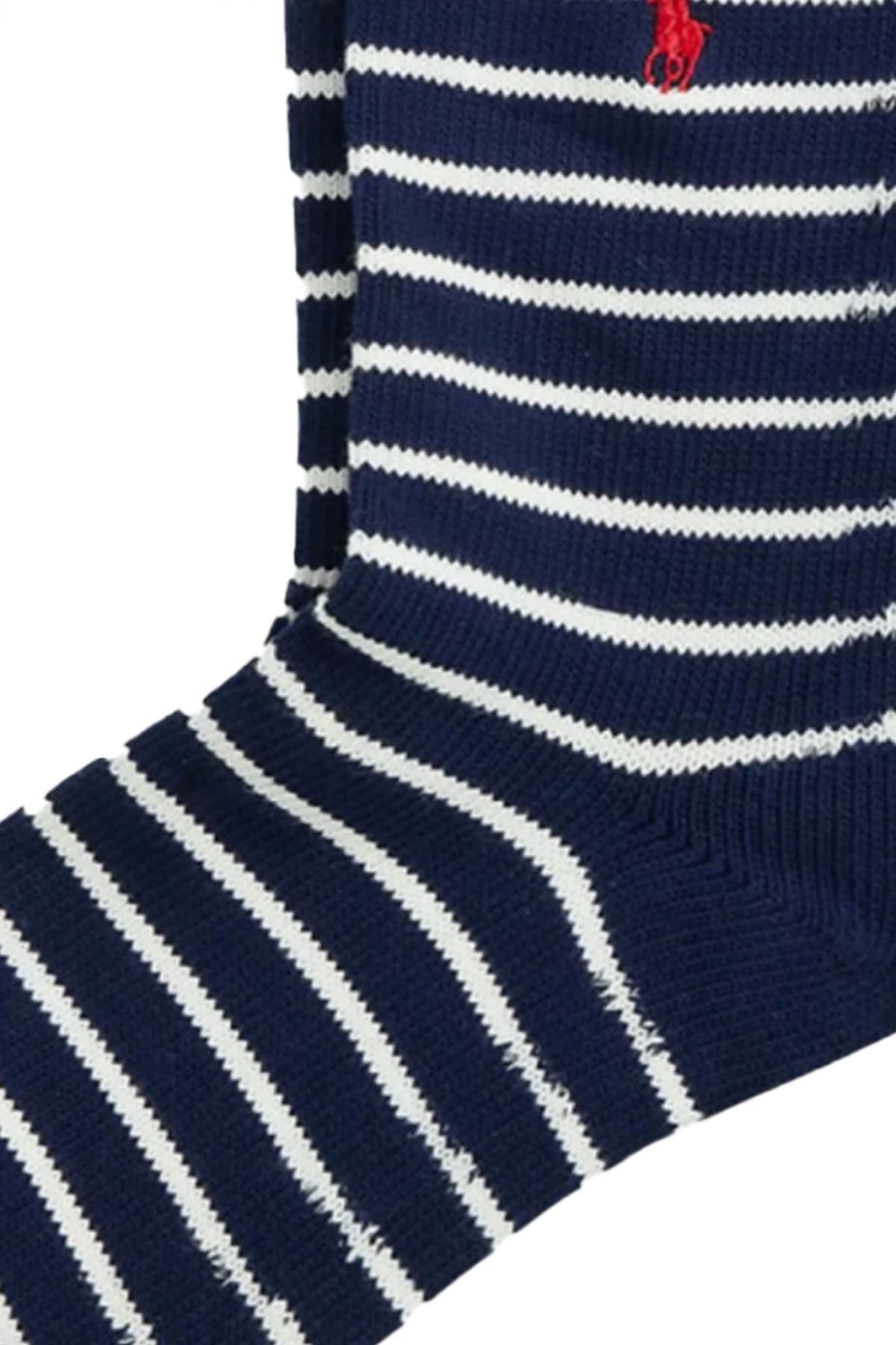 RALPH LAUREN ΚΑΛΤΣΕΣ ΡΙΓΕ LOGO ΜΠΛΕ-ΛΕΥΚΟ