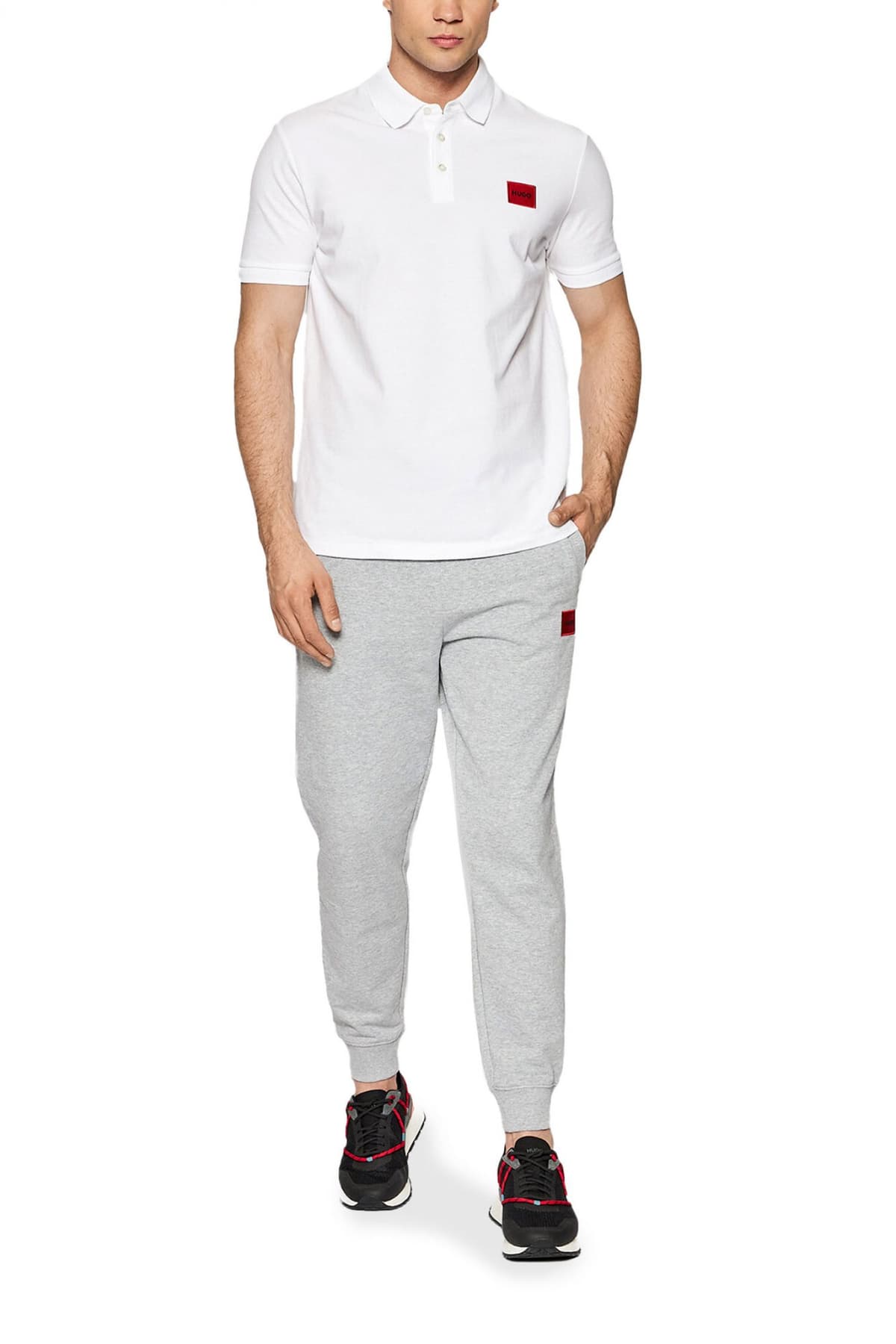 HUGO POLO SLIM FIT DERESO222 LOGO ΛΕΥΚΟ