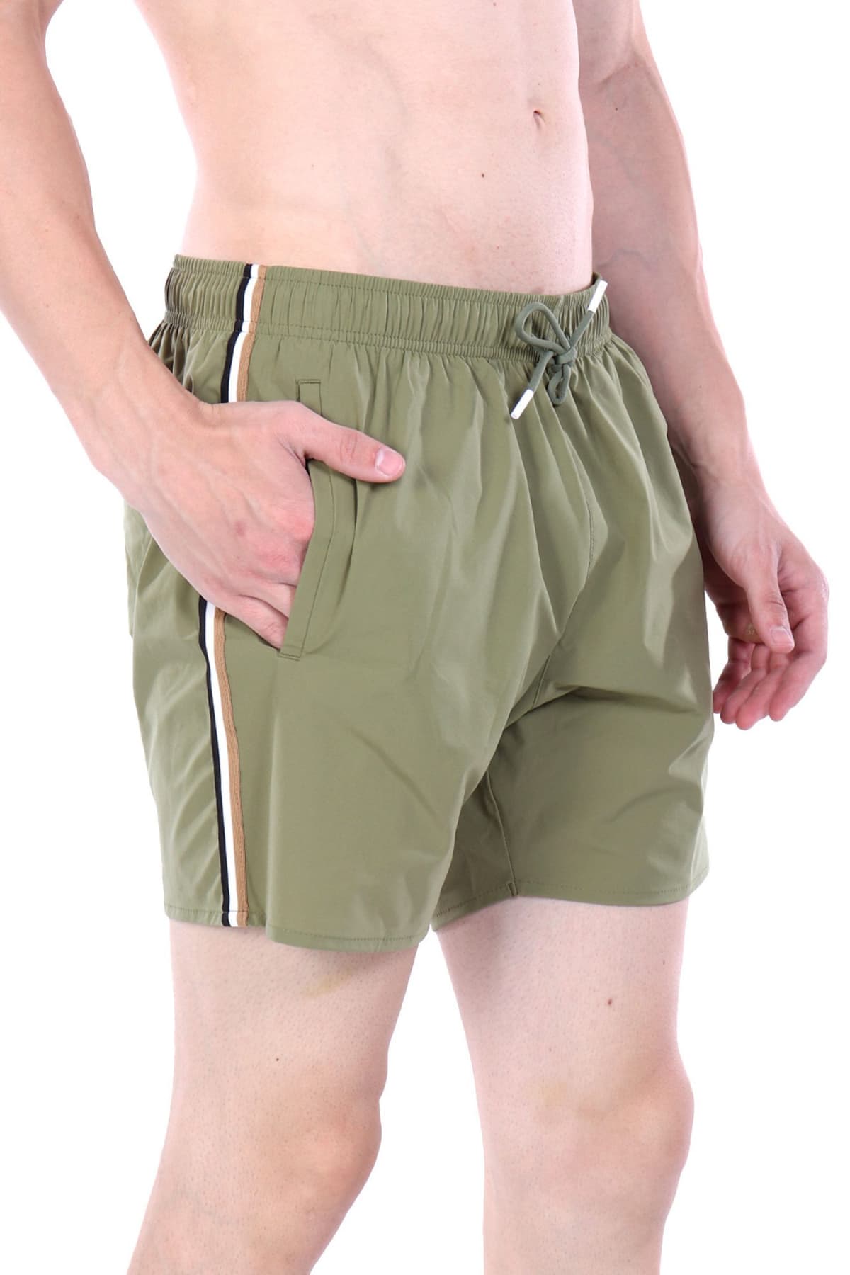 BOSS BEACHWEAR ΜΑΓΙΩ ICONIC ΧΑΚΙ