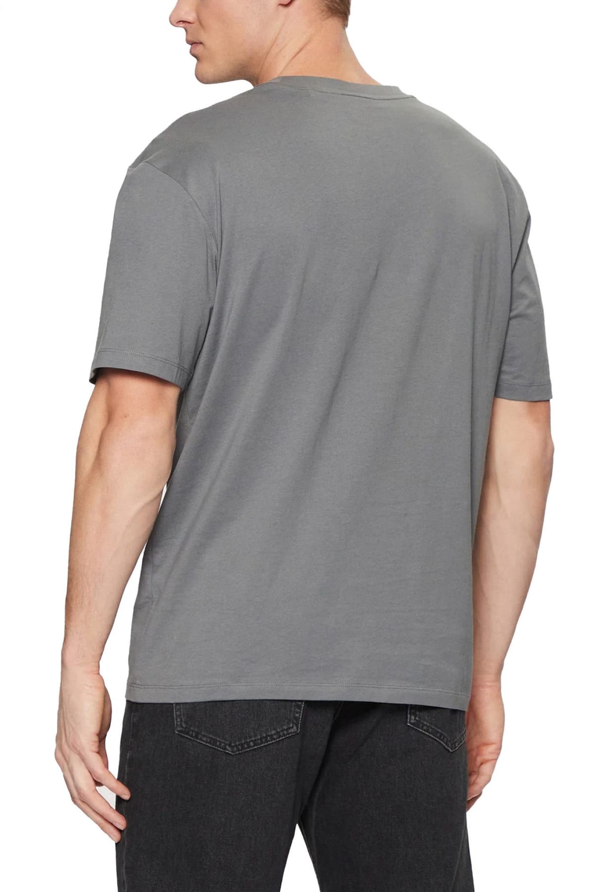 HUGO T-SHIRT DOSTALGI RELAXED FIT LOGO ΓΚΡΙ