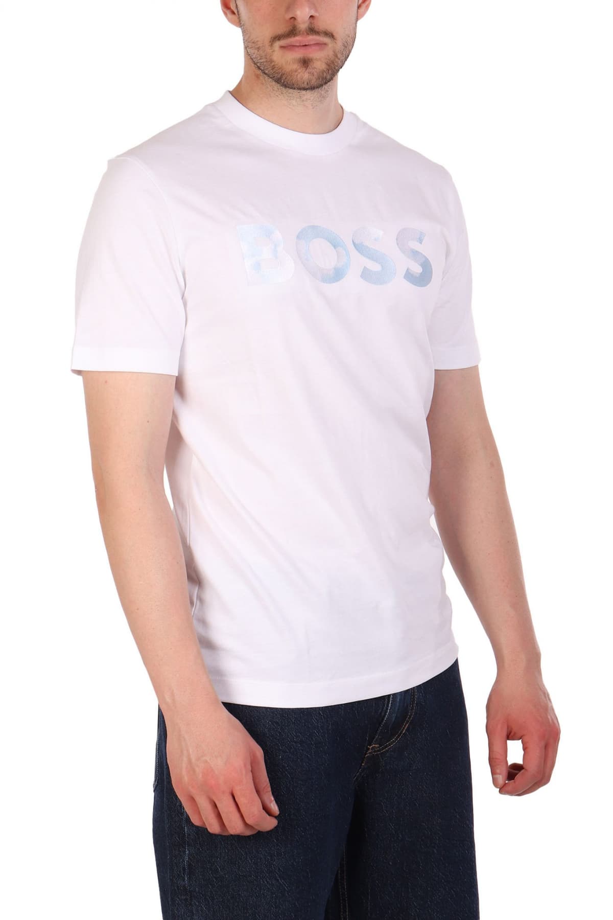 BOSS T-SHIRT REGULAR FIT C-THOMPSON 70 LOGO ΕΚΡΟΥ