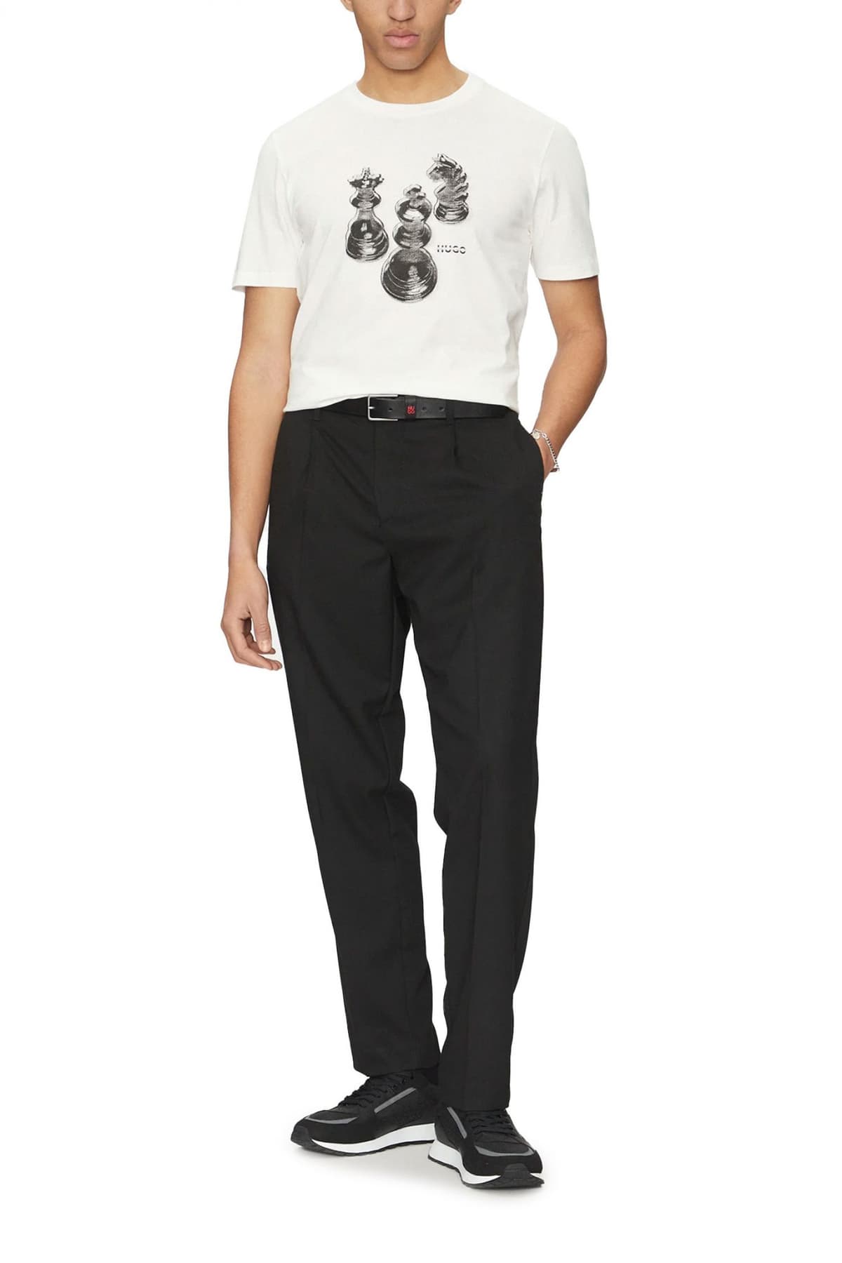 HUGO T-SHIRT DISCHACH LOGO ΛΕΥΚΟ