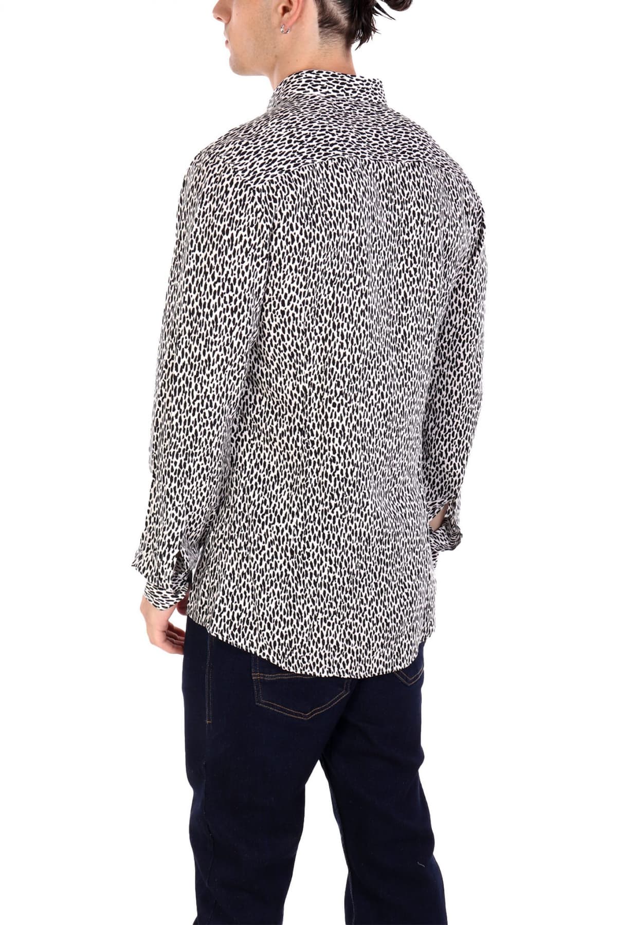 HUGO ΠΟΥΚΑΜΙΣΟ ELISHA02 EXTRA-SLIM FIT ΜΙΚΡΟΣΧΕΔΙΟ ΜΑΥΡΟ-ΛΕΥΚΟ