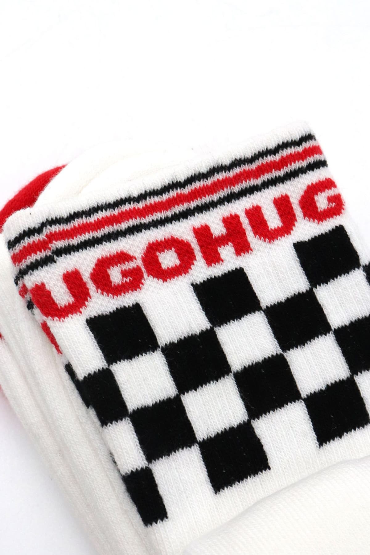 HUGO ΚΑΛΤΣΕΣ 3P QS RIB RACING CC LOGO ΛΕΥΚΟ-ΚΟΚΚΙΝΟ