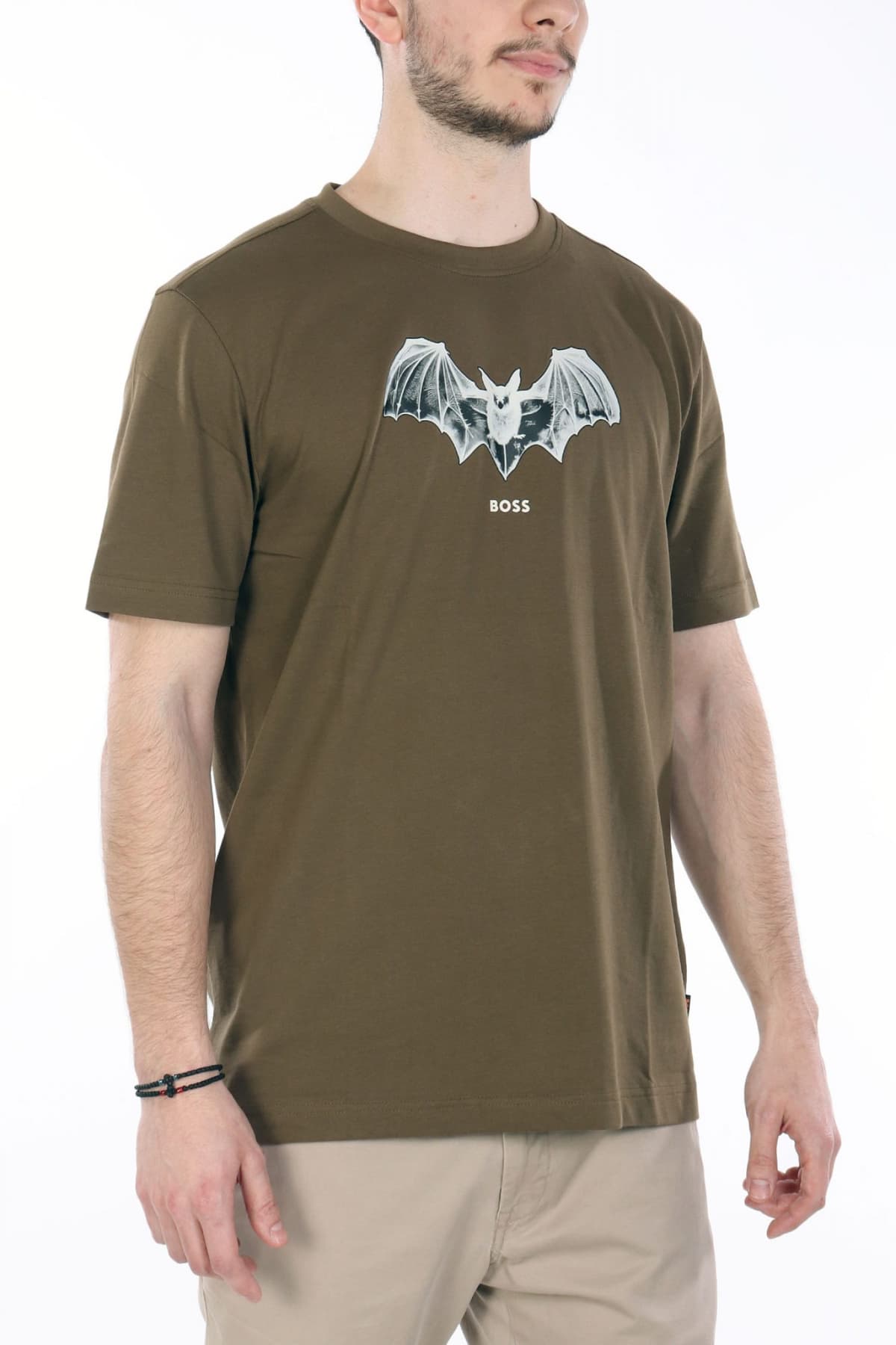 BOSS CASUAL T-SHIRT ΜΕ ΣΤΑΜΠΑ REGULAR FIT TE_SPIDERBAT ΛΑΔΙ