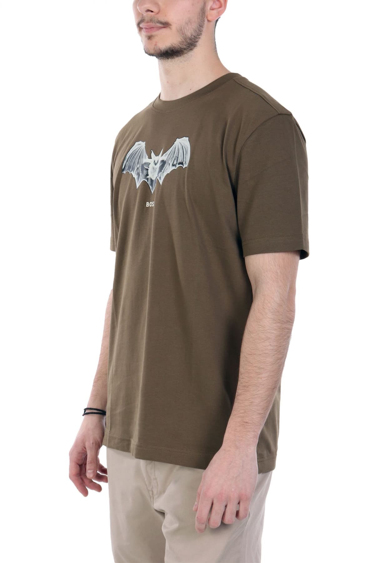 BOSS CASUAL T-SHIRT ΜΕ ΣΤΑΜΠΑ REGULAR FIT TE_SPIDERBAT ΛΑΔΙ