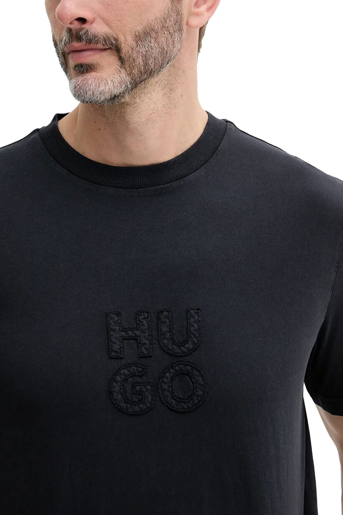 HUGO T-SHIRT DUSTRESS LOGO ΜΑΥΡΟ