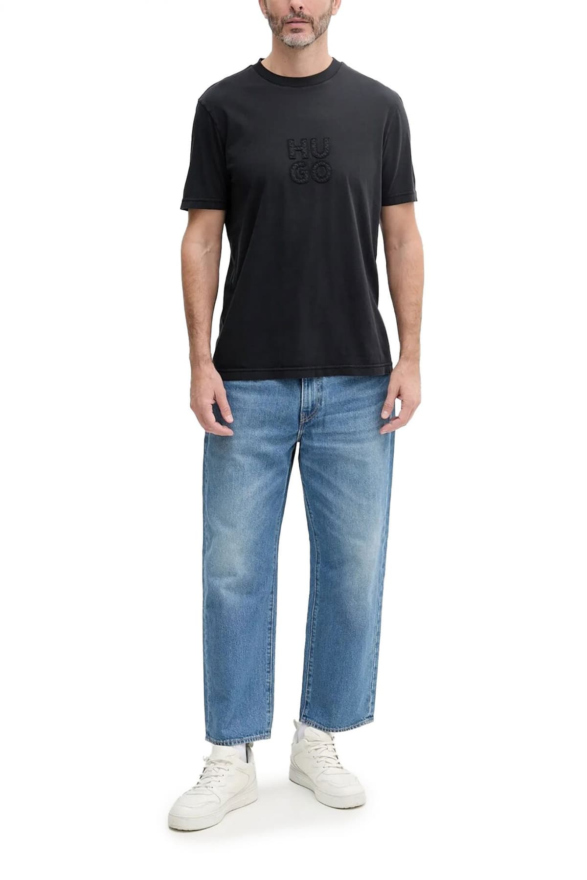 HUGO T-SHIRT DUSTRESS LOGO ΜΑΥΡΟ