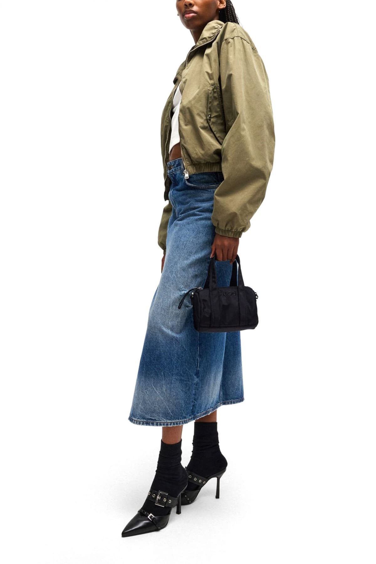 HUGO BLUE ΤΣΑΝΤΑΚI CROSSBODY ROSELYN DUFFLE ΜΑΥΡΟ