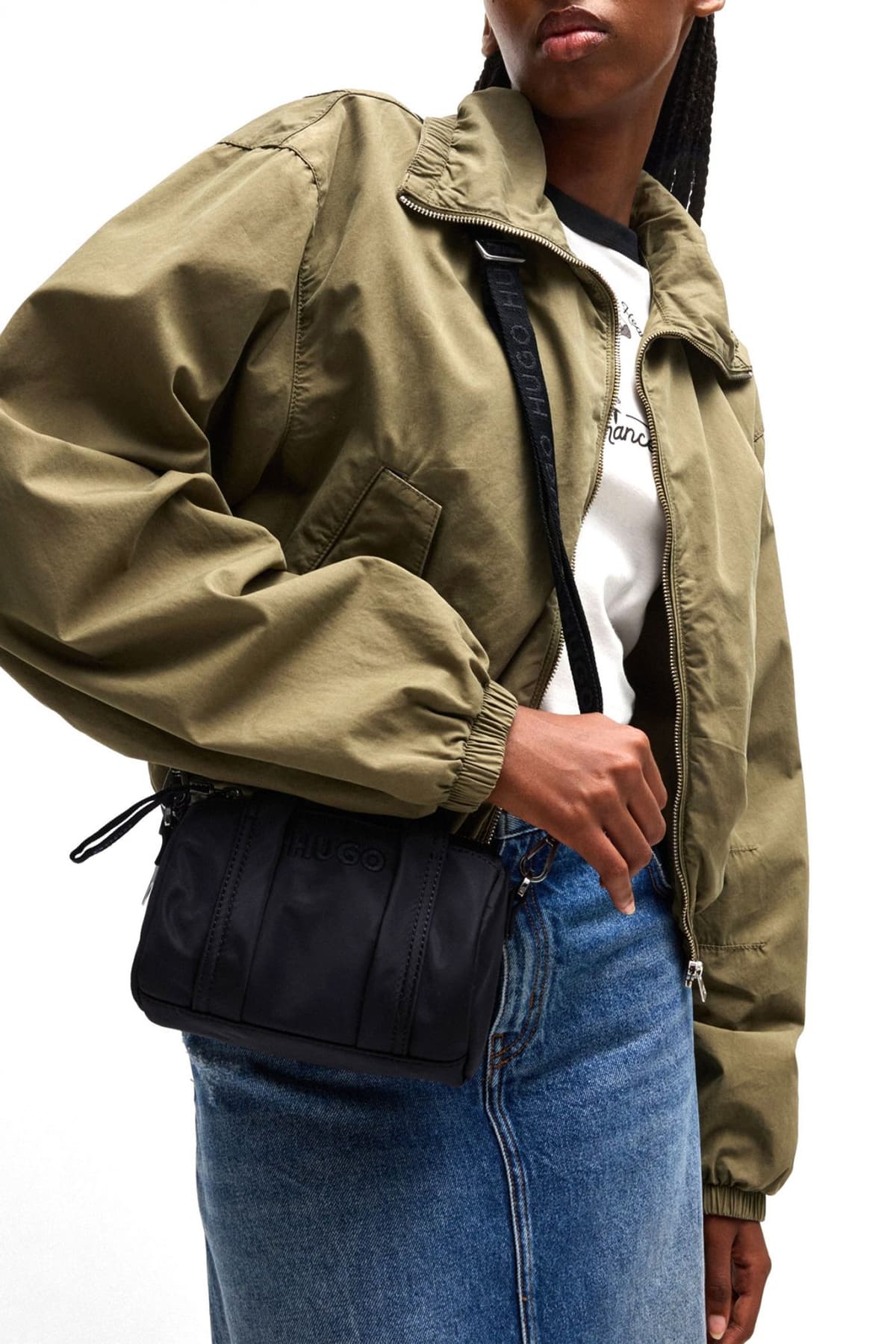 HUGO BLUE ΤΣΑΝΤΑΚI CROSSBODY ROSELYN DUFFLE ΜΑΥΡΟ