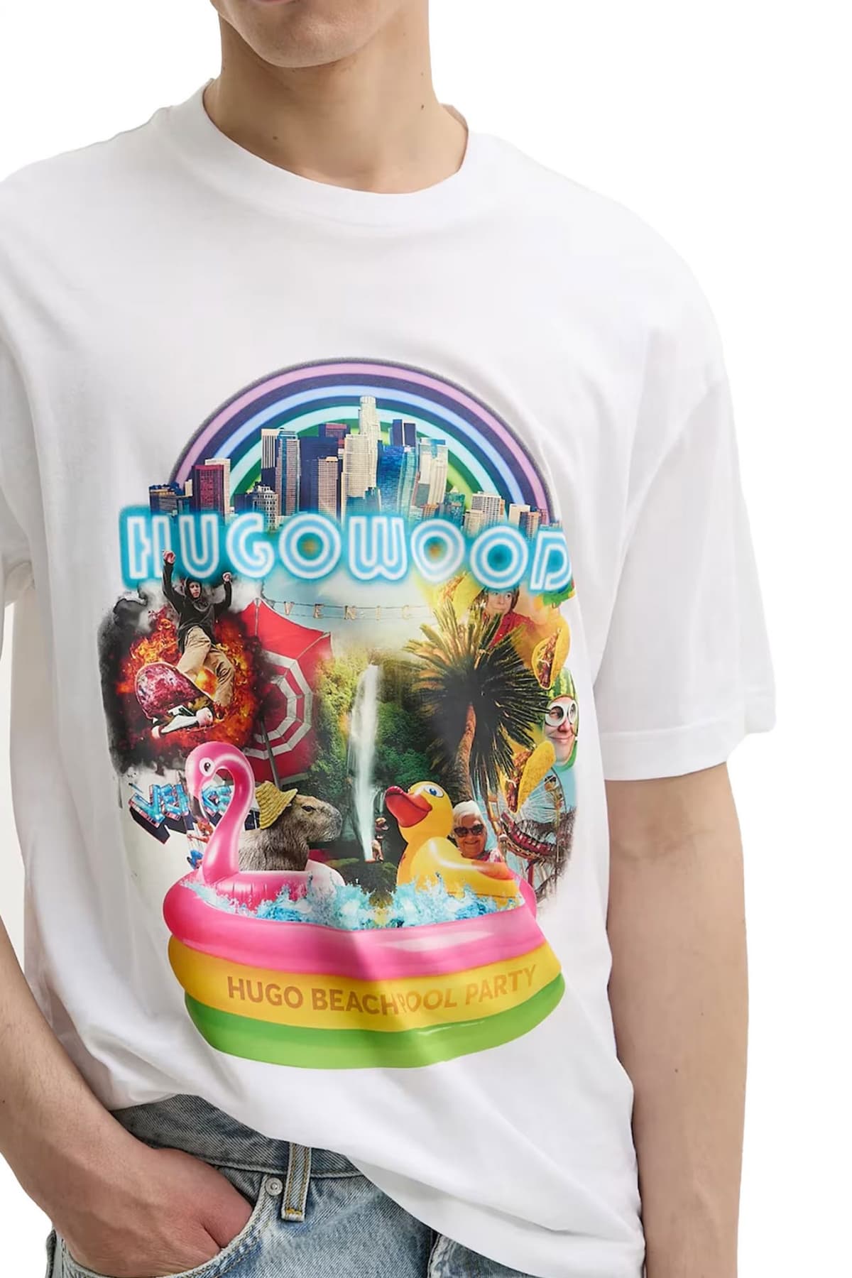 HUGO T-SHIRT DUWOOD LOGO ΛΕΥΚΟ