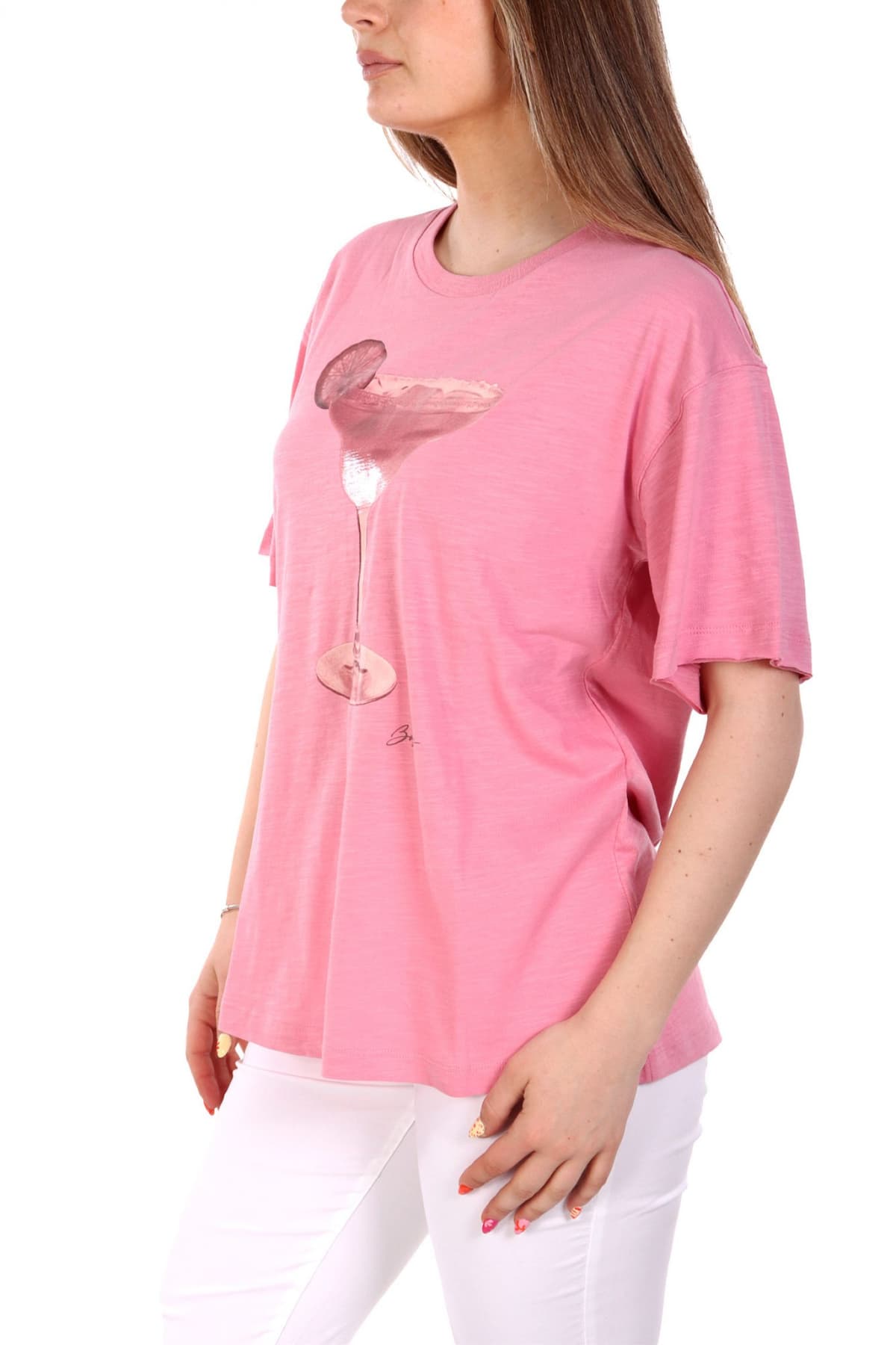 BOSS T-SHIRT C_EBAND_4 LOGO ΡΟΖ