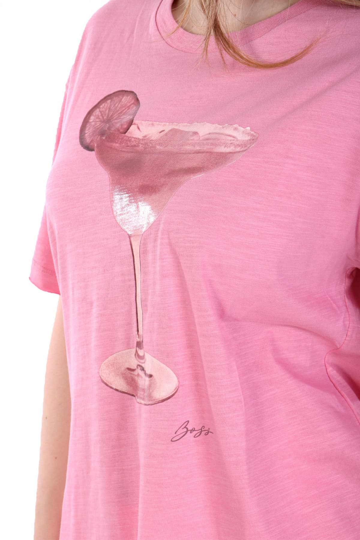 BOSS T-SHIRT C_EBAND_4 LOGO ΡΟΖ