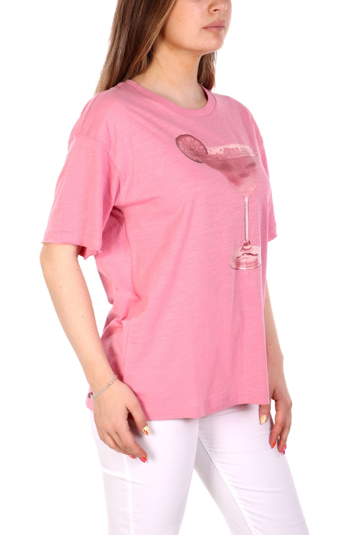 BOSS T-SHIRT C_EBAND_4 LOGO ΡΟΖ