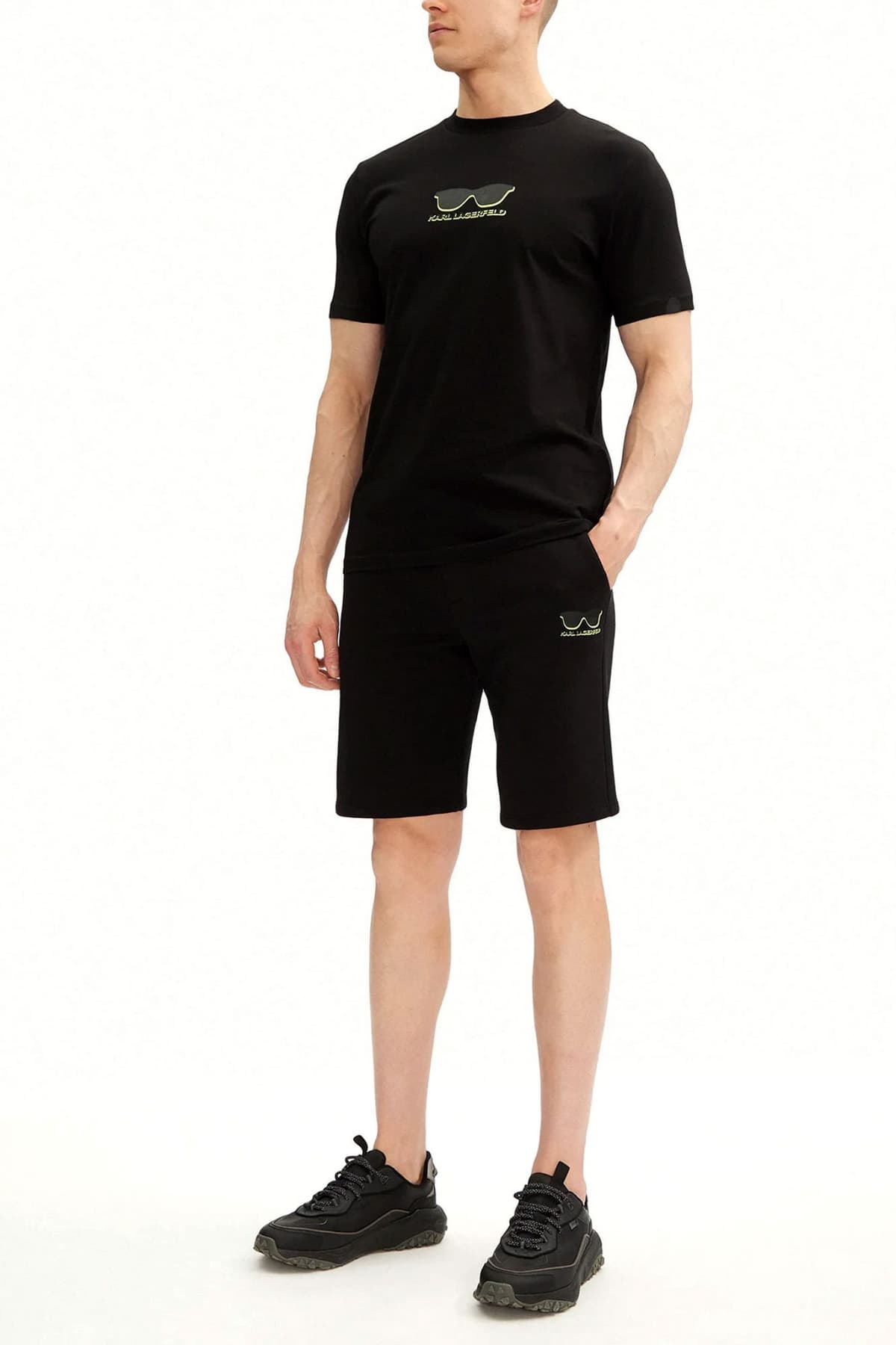 KARL LAGERFELD ΒΕΡΜΟΥΔΑ ΦΟΥΤΕΡ LOGO ΜΑΥΡΟ-ΚΙΤΡΙΝΟ