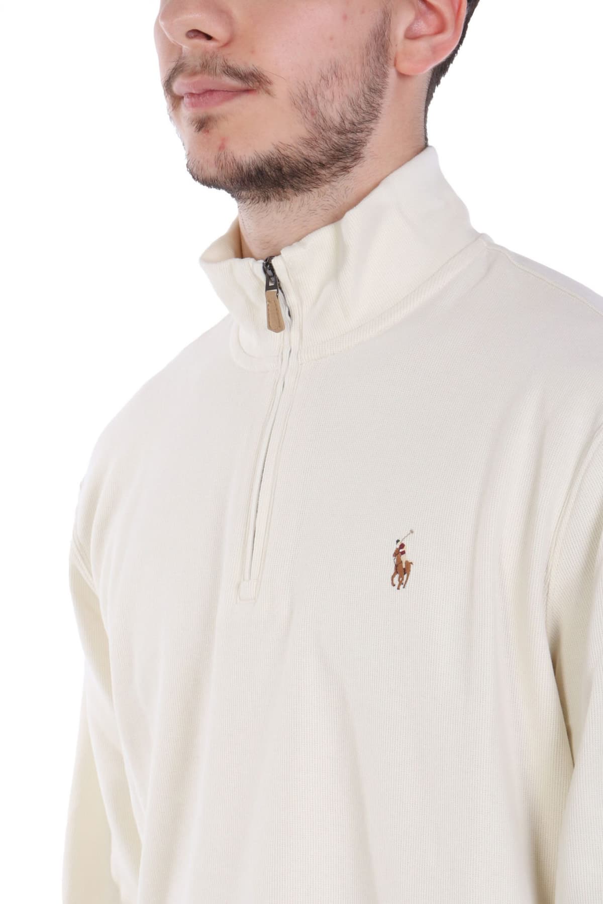 RALPH LAUREN ΠΛΕΚΤΟ HALFZIP LOGO ΕΚΡΟΥ