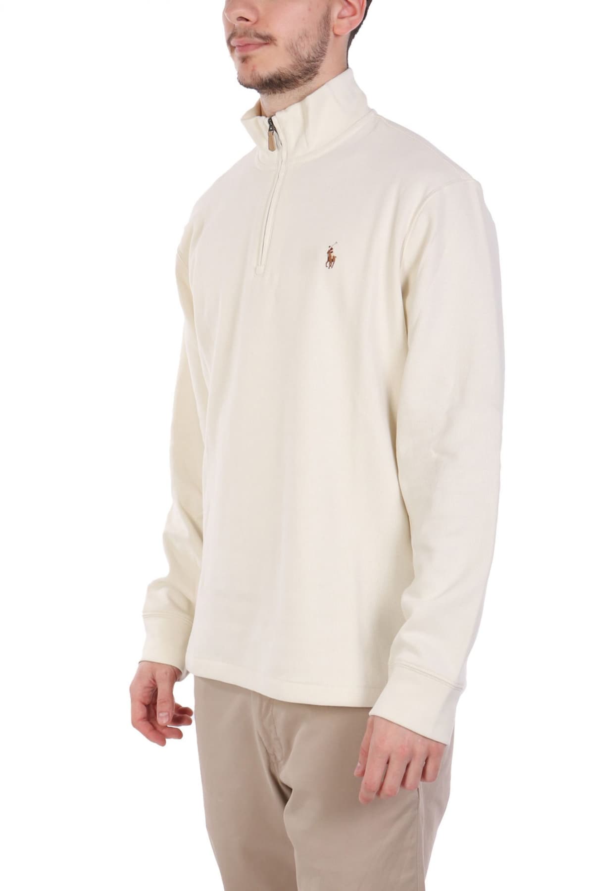 RALPH LAUREN ΠΛΕΚΤΟ HALFZIP LOGO ΕΚΡΟΥ