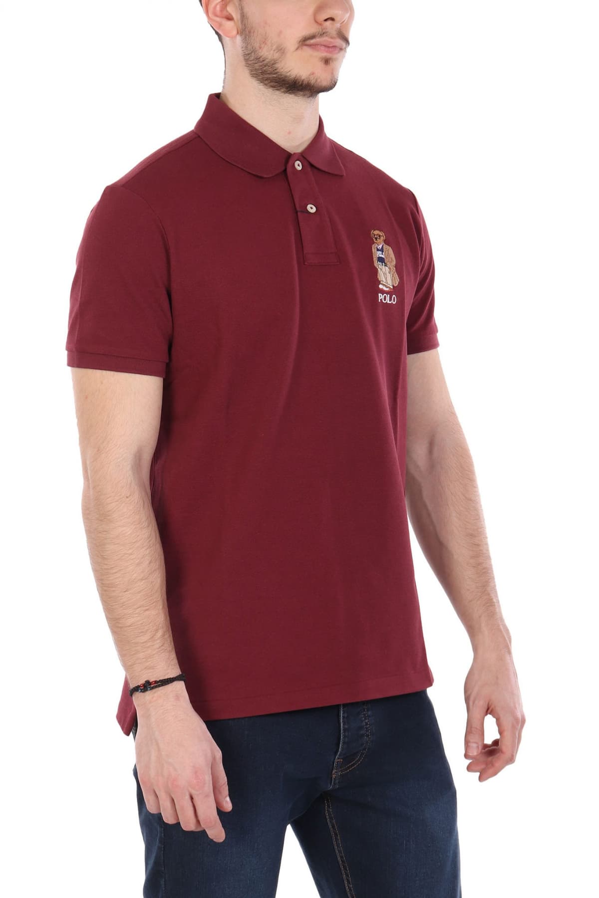 RALPH LAUREN POLO CUSTOM SLIM FIT LOGO BEAR ΜΠΟΡΝΤΩ