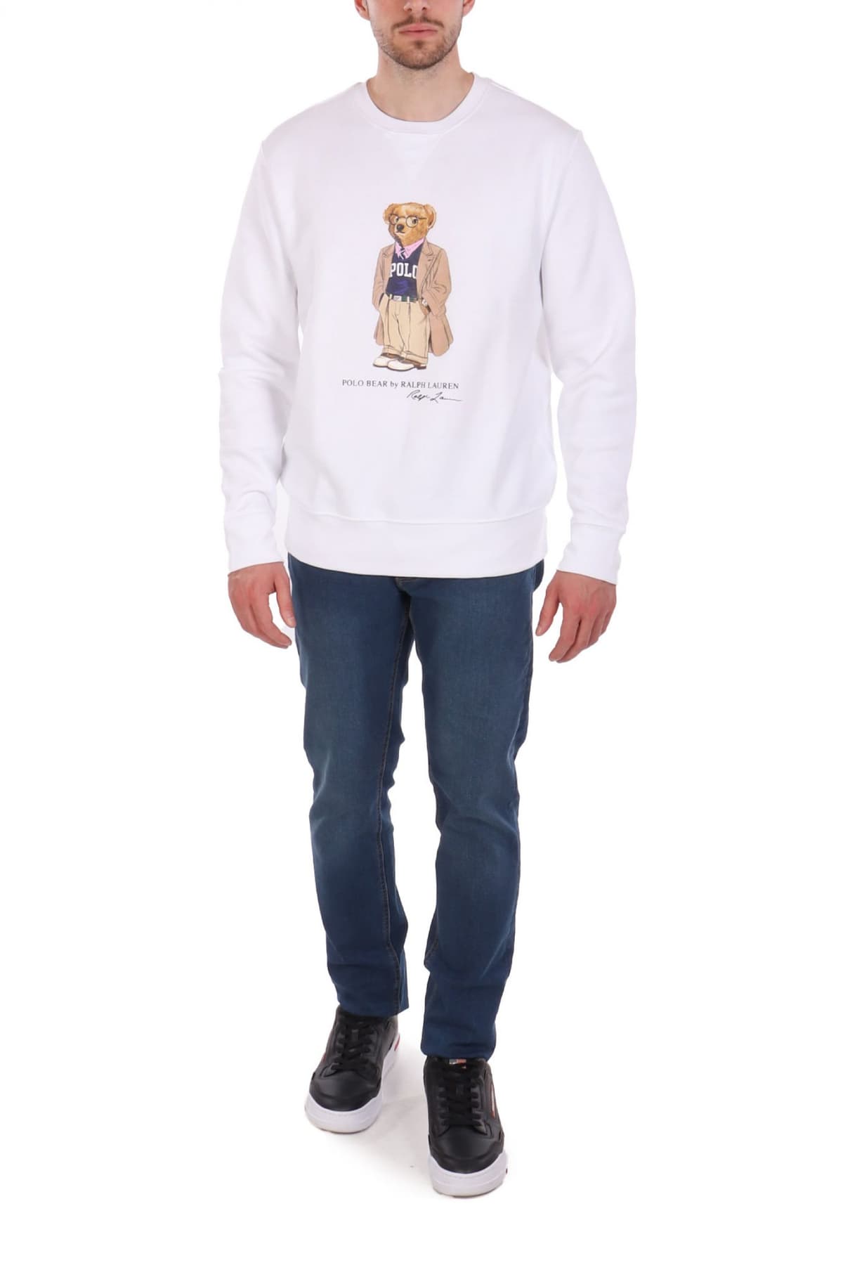 RALPH LAUREN ΦΟΥΤΕΡ CREW NECK LOGO BEAR ΛΕΥΚΟ
