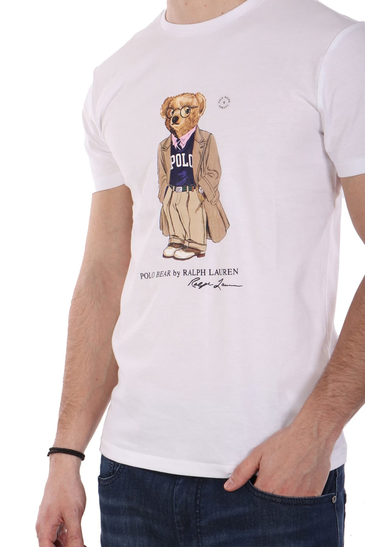 RALPH LAUREN T-SHIRT CREW NECK CUSTOM SLIM FIT LOGO BEAR ΛΕΥΚΟ