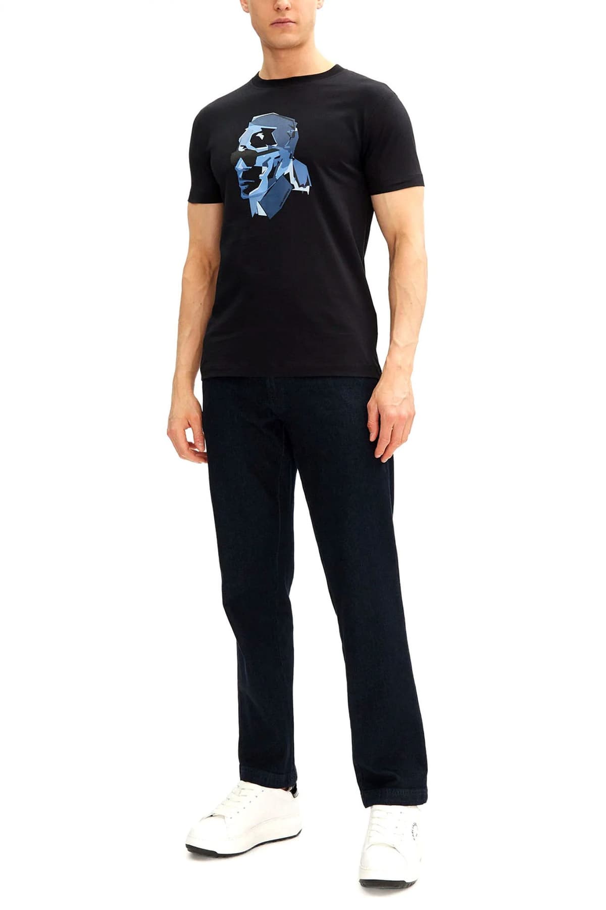 KARL LAGERFELD T-SHIRT CREW NECK LOGO ΜΠΛΕ