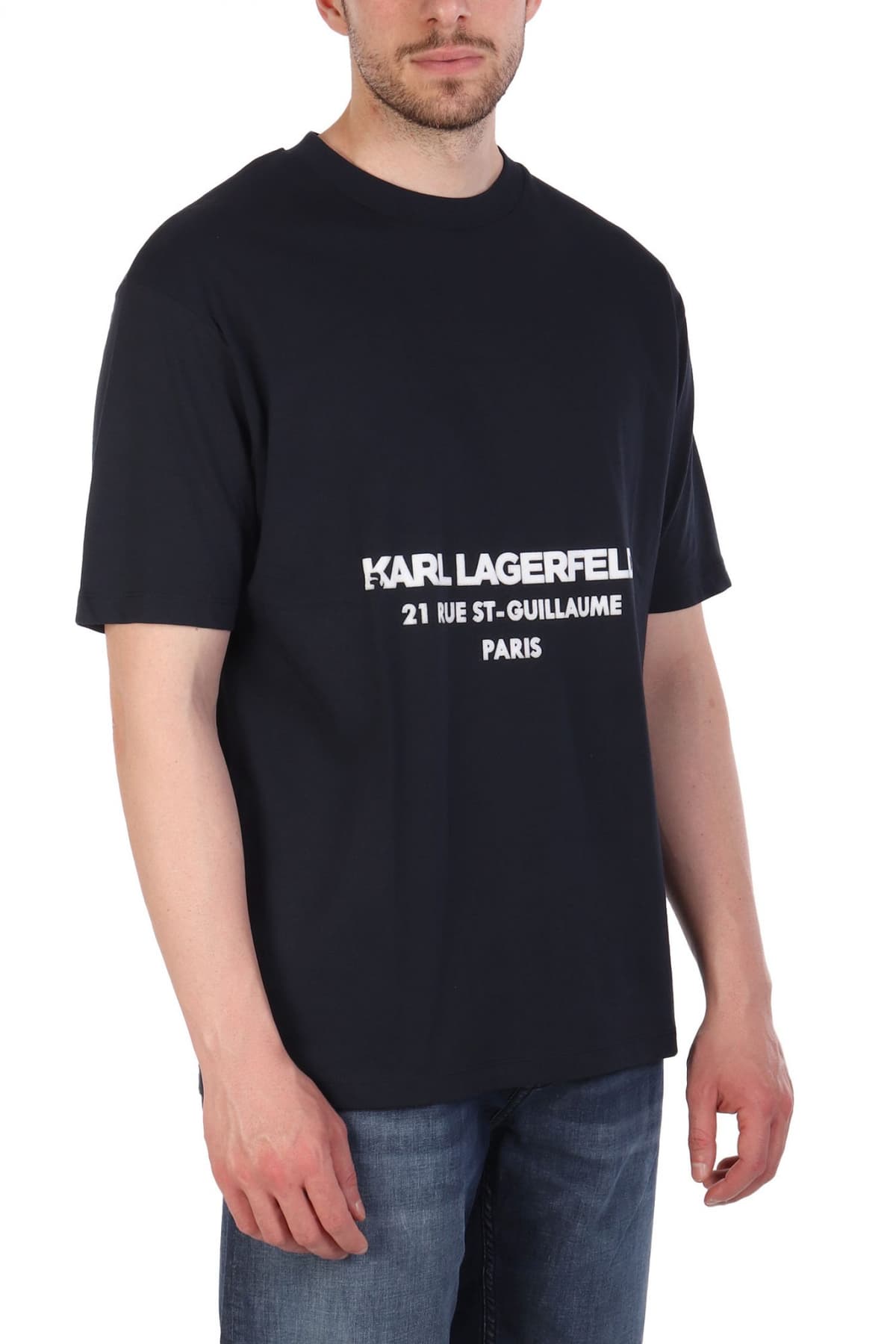 KARL LAGERFELD T-SHIRT CREW NECK LOGO ΜΠΛΕ
