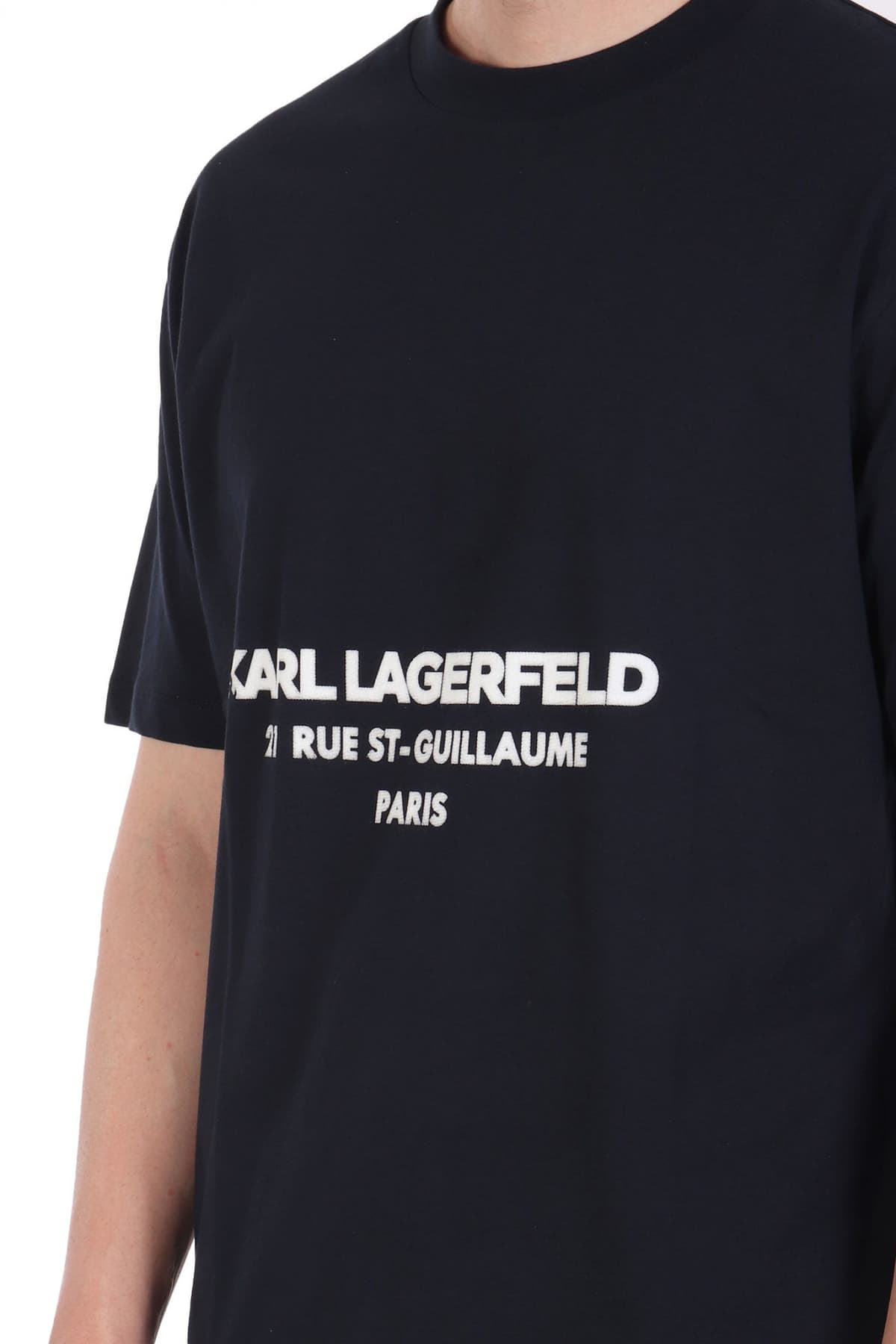 KARL LAGERFELD T-SHIRT CREW NECK LOGO ΜΠΛΕ