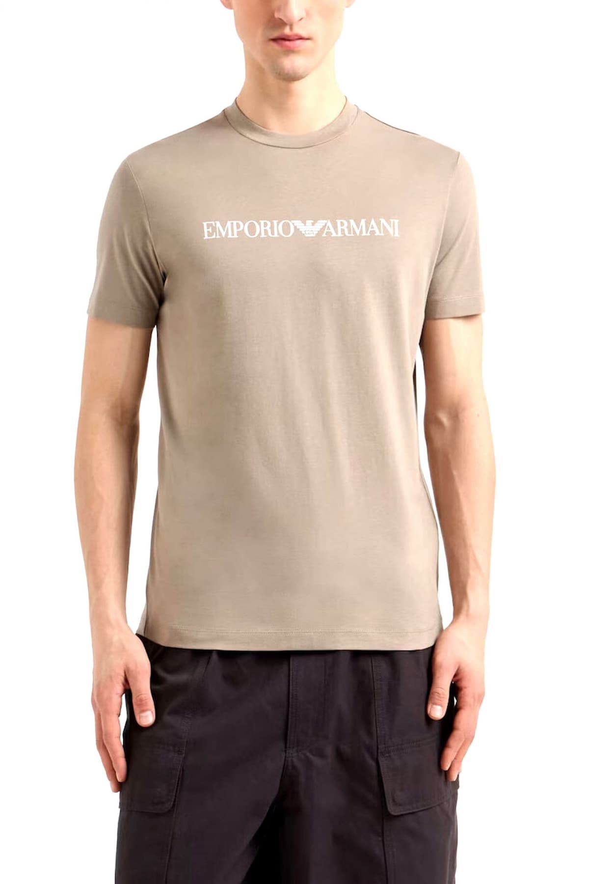 EMPORIO ARMANI T-SHIRT LOGO ΜΠΕΖ-ΓΚΡΙ