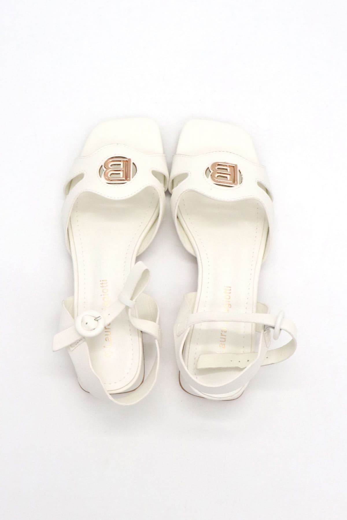 LAURA BIAGIOTTI ΠΑΠΟΥΤΣΙΑ ΠΕΔΙΛΑ ΜΕΤΑΛΛΙΚΟ LOGO ΛΕΥΚΟ