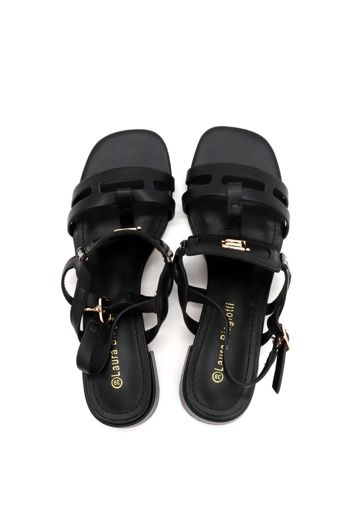 LAURA BIAGIOTTI ΠΑΠΟΥΤΣΙΑ ΠΕΔΙΛΑ ΛΟΥΡΑΚΙΑ ΜΕΤΑΛΛΙΚΟ LOGO ΜΑΥΡΟ