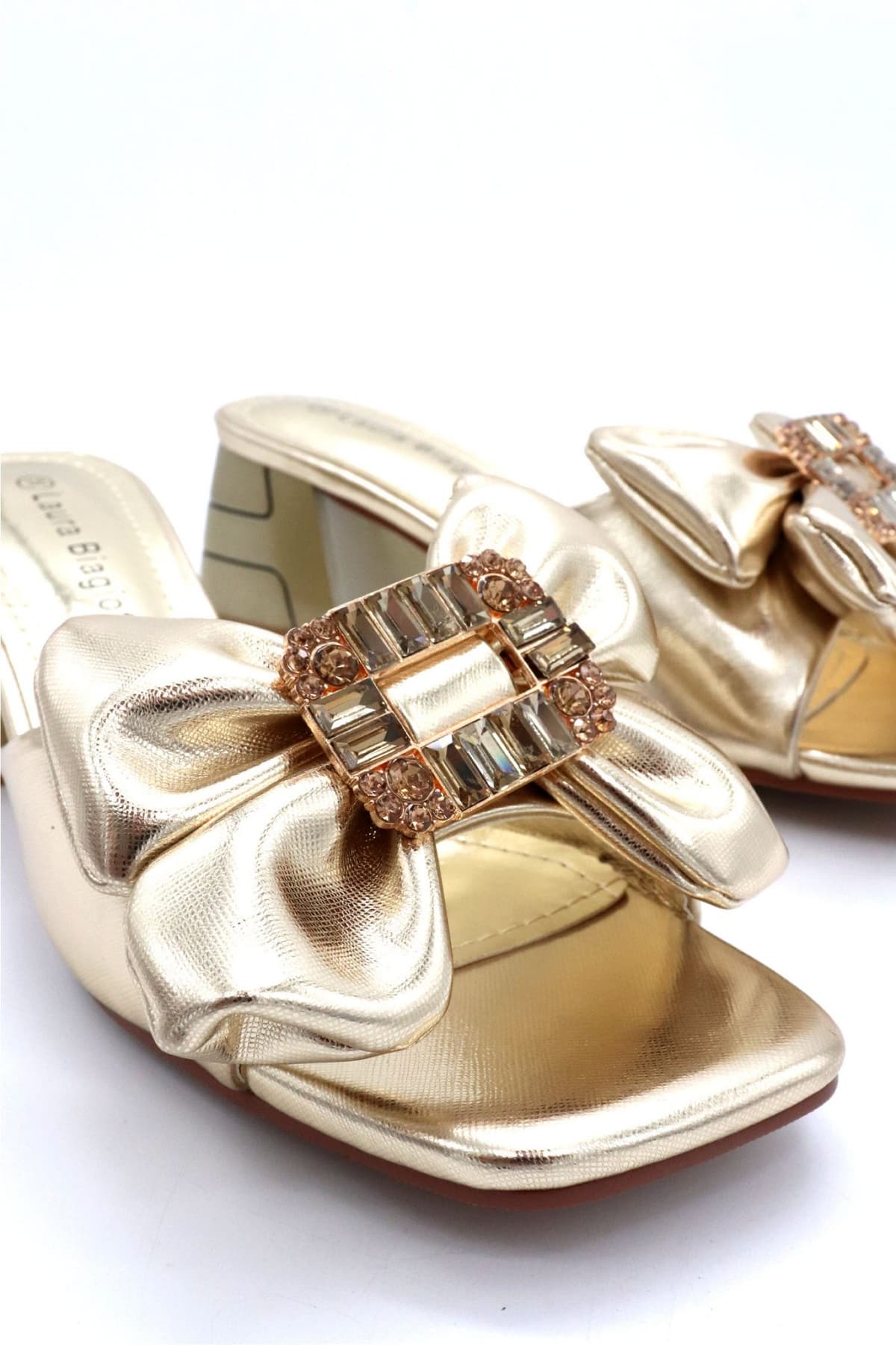 LAURA BIAGIOTTI ΠΑΠΟΥΤΣΙΑ MULES AΓΚΡΑΦΑ ΦΙΟΓΚΟ ΣΤΡΑΣ XΡΥΣΟ