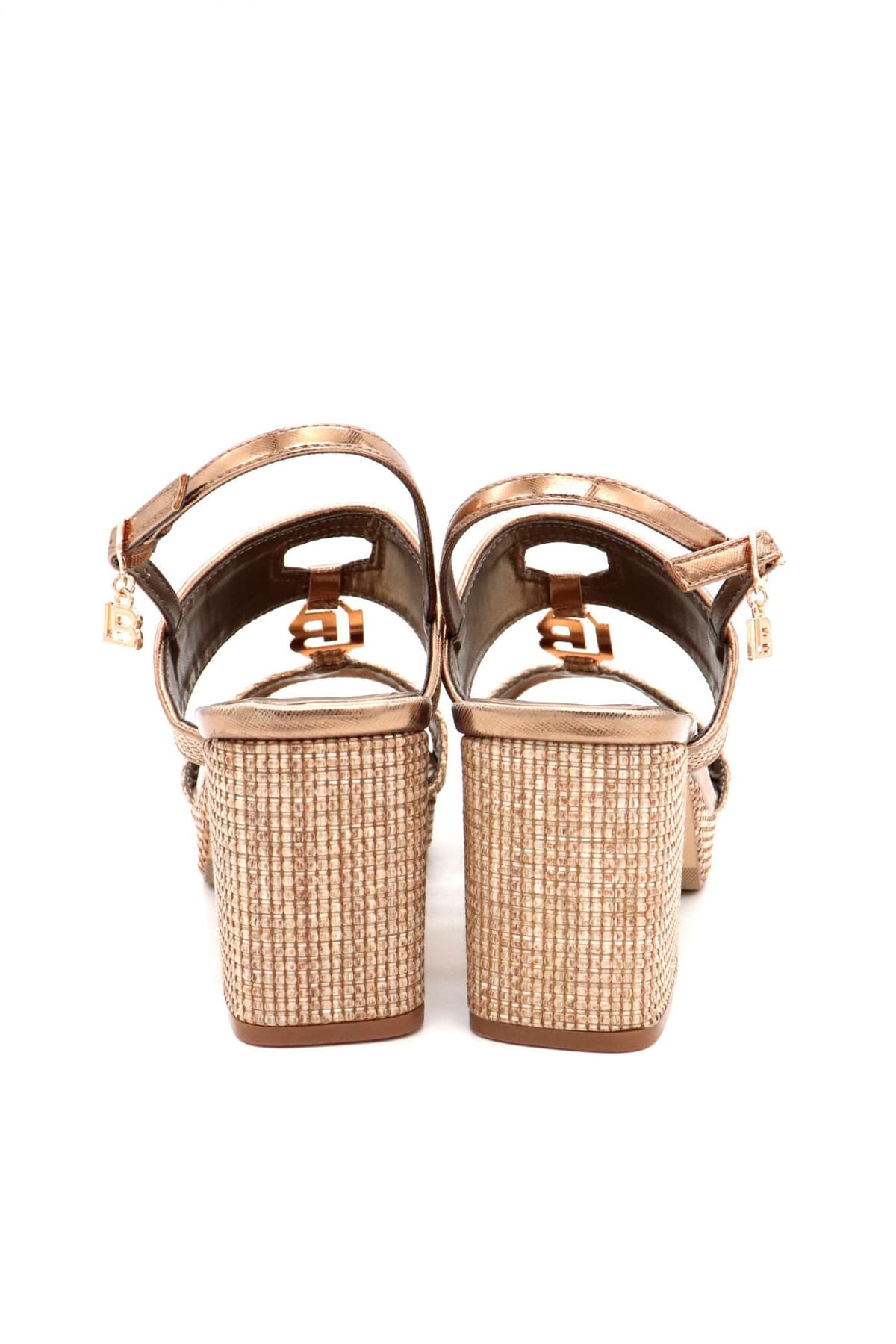 LAURA BIAGIOTTI ΠΑΠΟΥΤΣΙΑ ΠΕΔΙΛΑ METAΛΛΙΚΟ LOGO MΠΕΖ/BRONZE