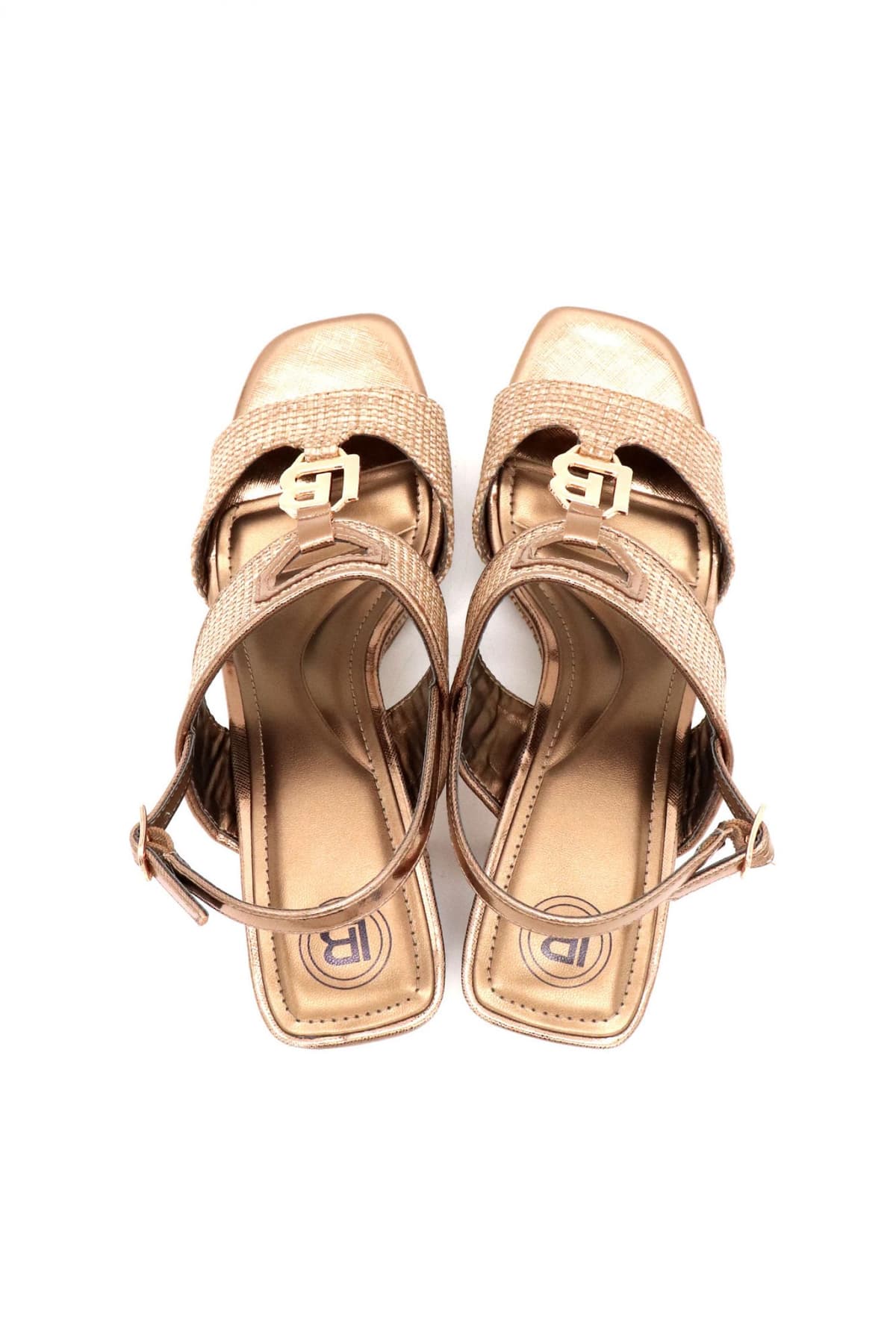 LAURA BIAGIOTTI ΠΑΠΟΥΤΣΙΑ ΠΕΔΙΛΑ METAΛΛΙΚΟ LOGO MΠΕΖ/BRONZE