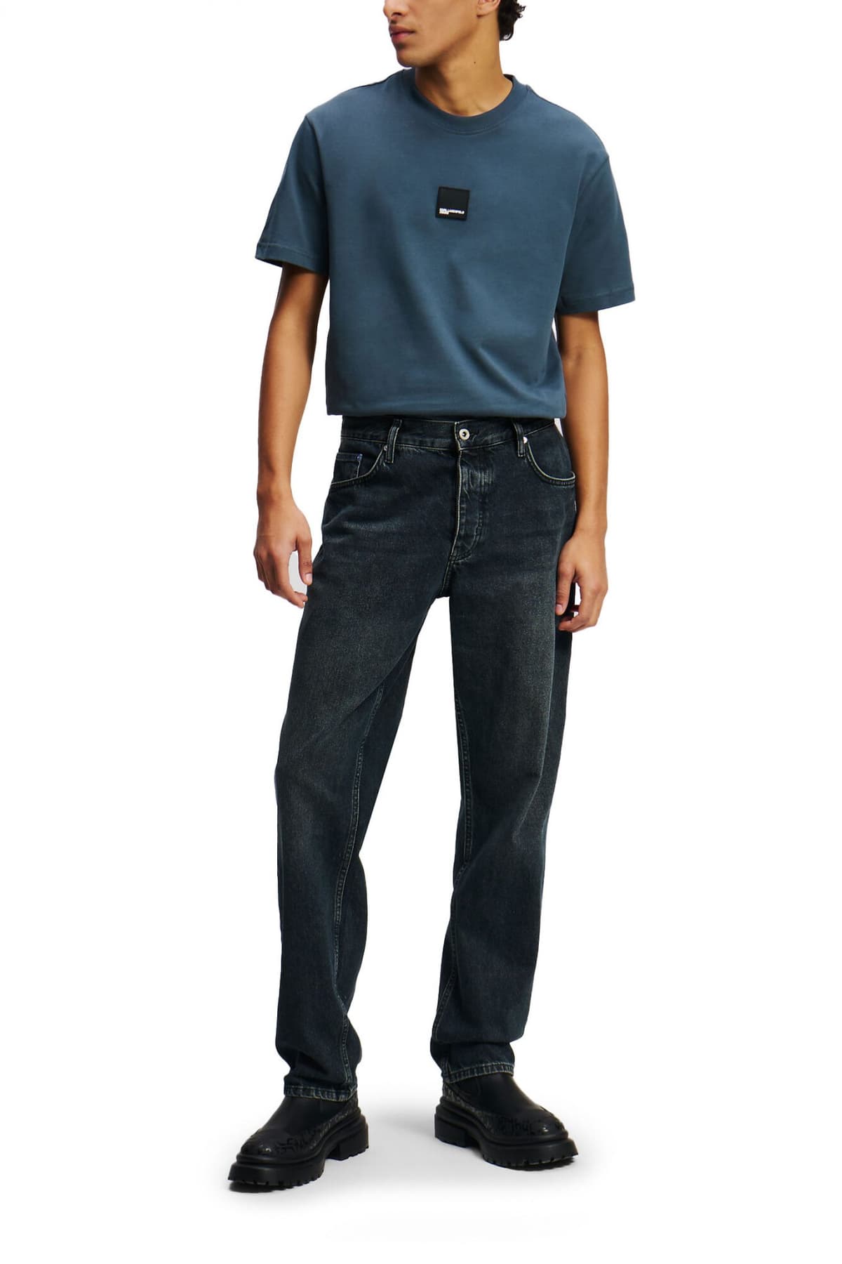 KARL LAGERFELD JEANS ΠΑΝΤΕΛΟΝΙ JEANS KLJ TAPERED DENIM ΜΑΥΡΟ ΜΠΛΕ