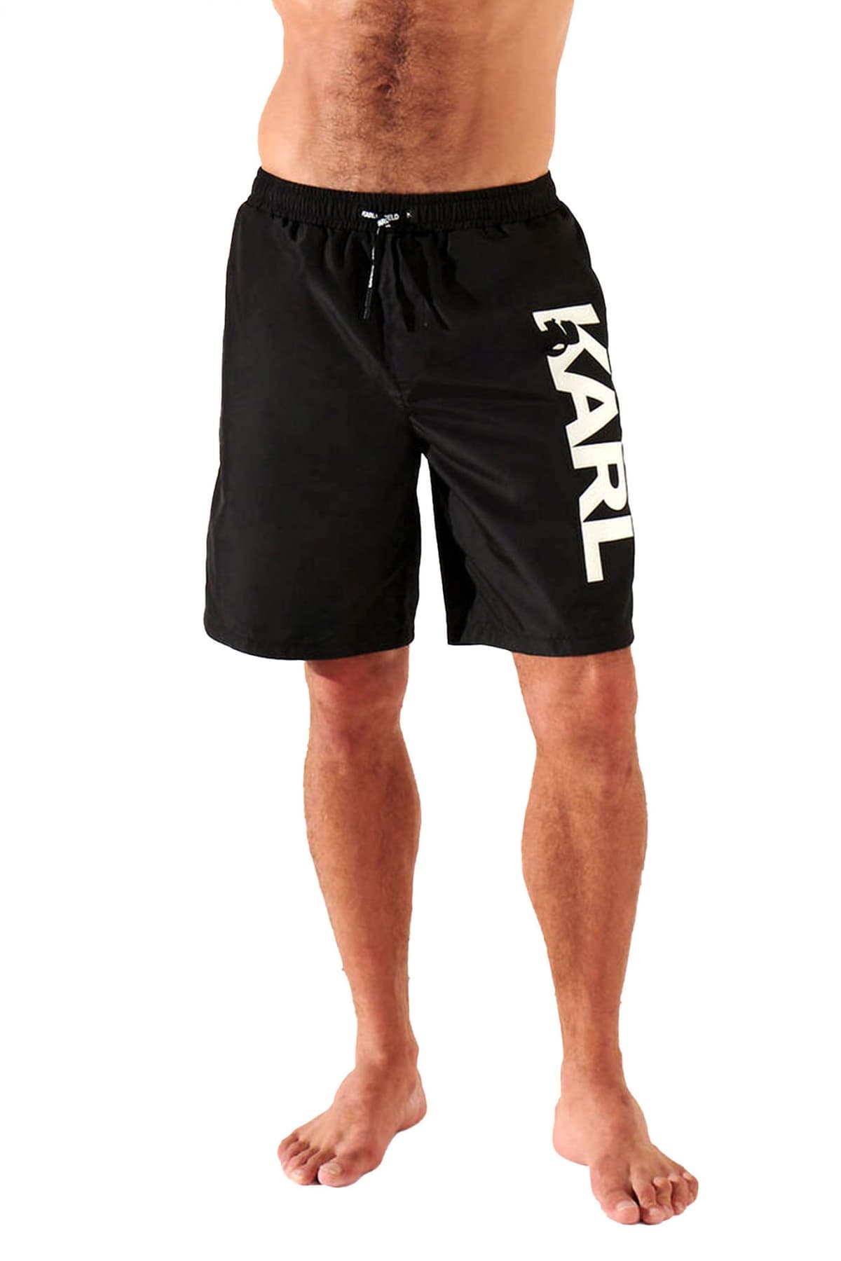 KARL LAGERFELD ΜΑΓΙΩ LOGO LONG BOARDSHORTS ΜΑΥΡΟ
